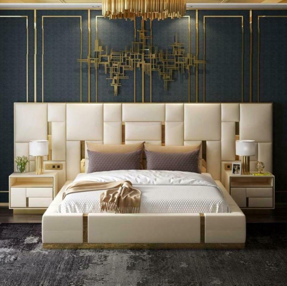 JVmoebel Bett, Bett Polster Design Doppel Betten Holz Ehe Hotel Luxus