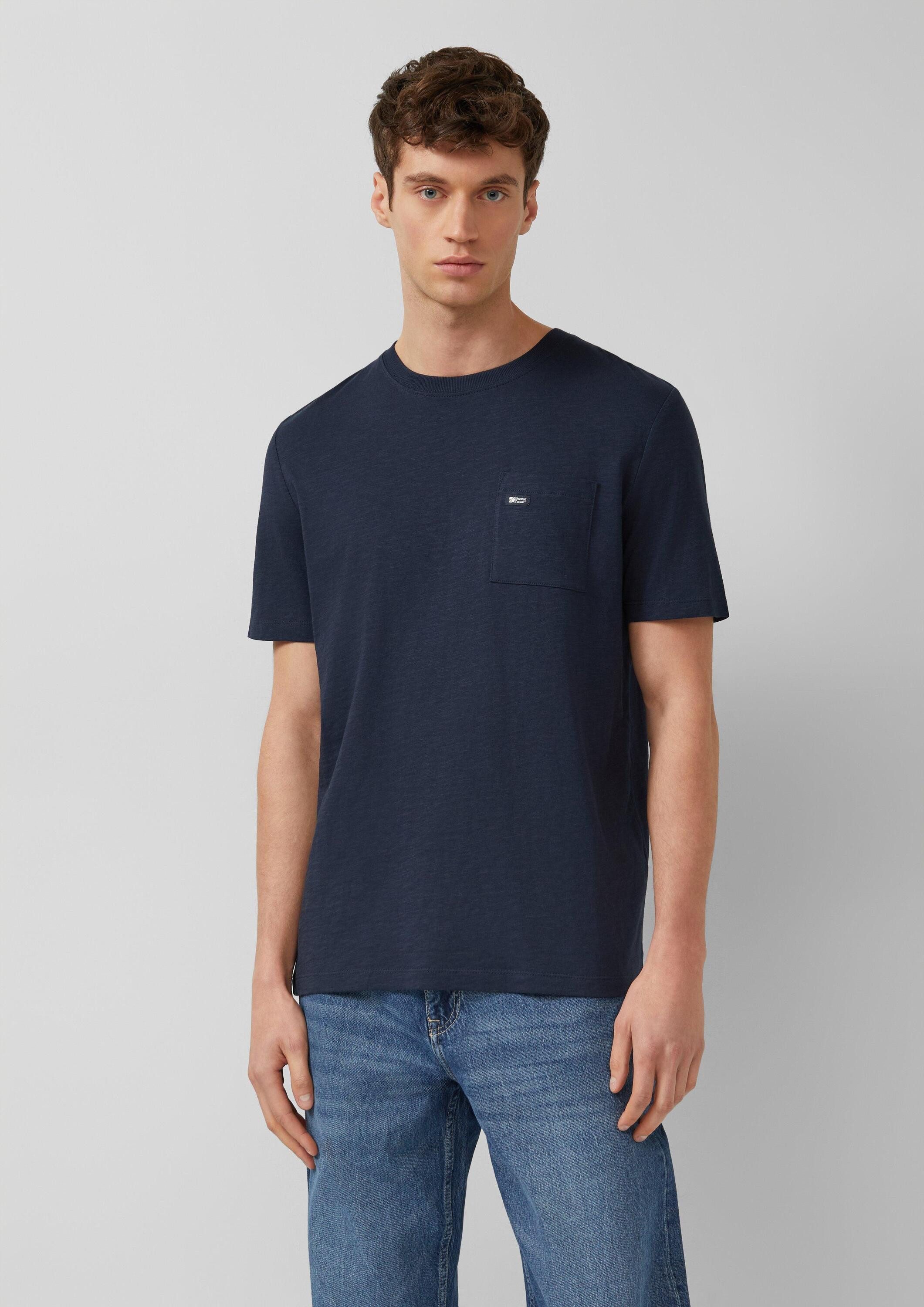 s.Oliver Kurzarmshirt T-Shirt T-Shirt in Flammgarnstruktur mit Brusttasche