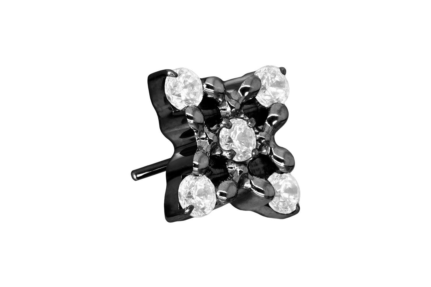 Piercing-Set Titan Aufsatz mit Push Pin KRISTALLBLUME