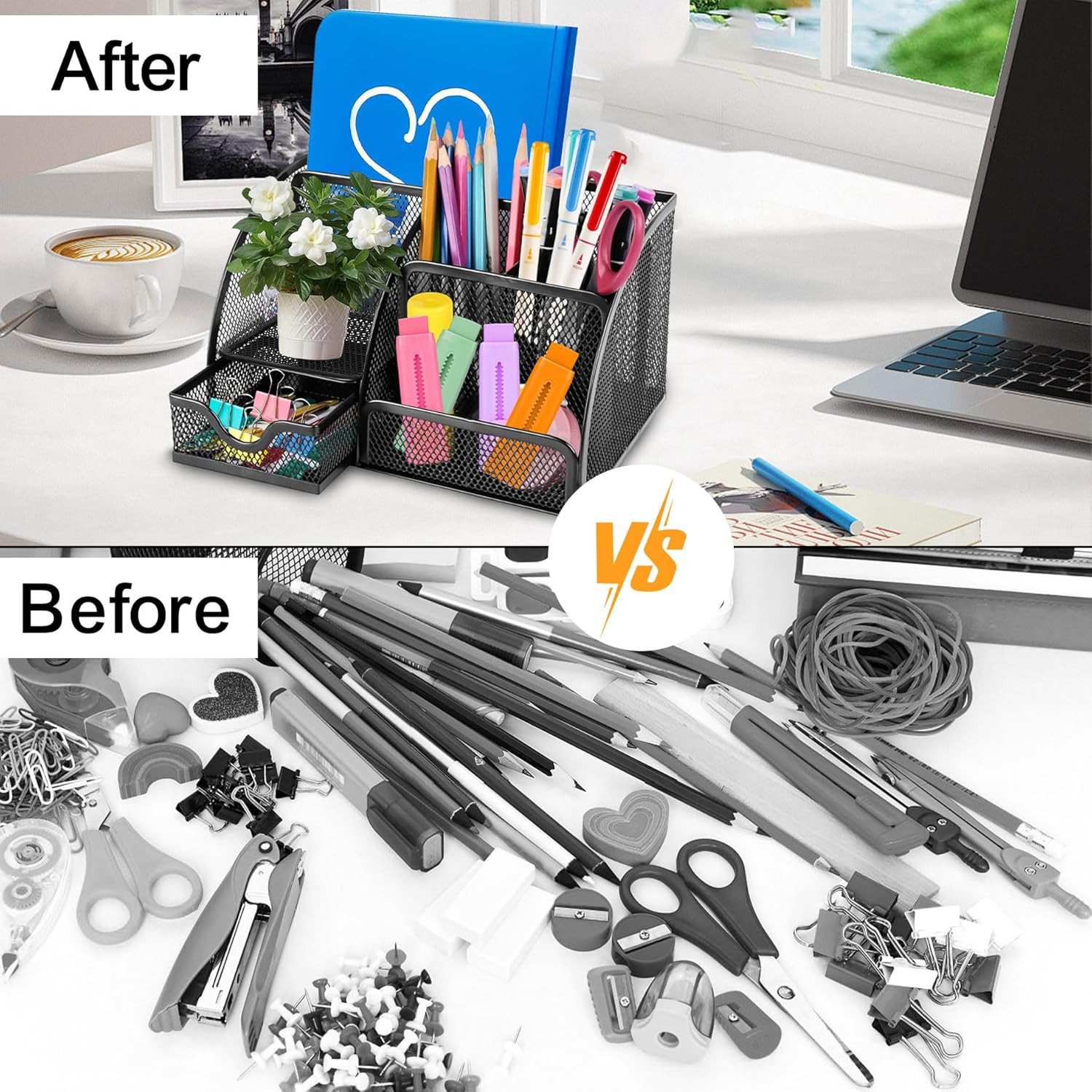 HT Schreibtisch Schreibtisch Organizer, Mesh & Metall, Platzsparendes Desk günstig online kaufen