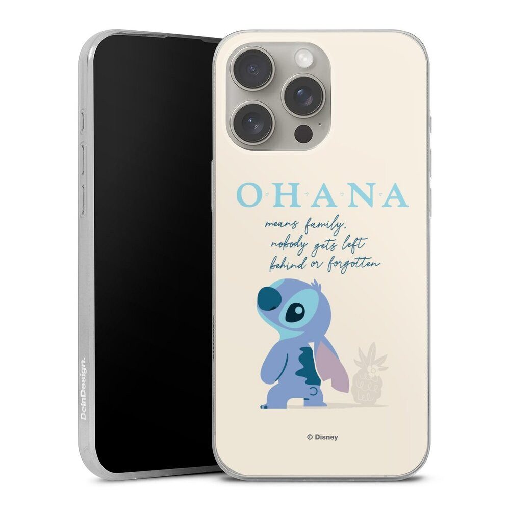 DeinDesign Handyhülle Lilo & Stitch Offizielles Lizenzprodukt Disney Ohana Stitch, Apple iPhone 16 Pro Max Slim Case Silikon Hülle Ultra Dünn Schutzhülle