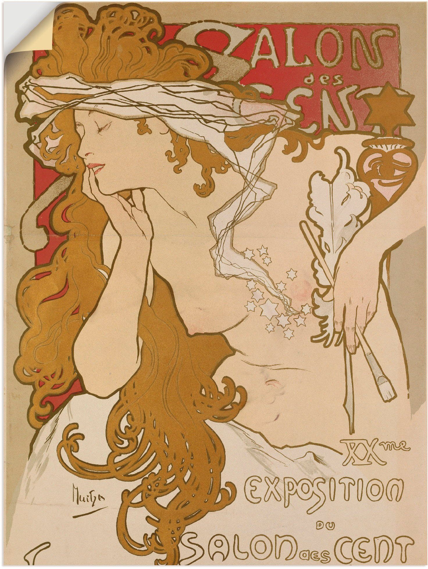 Artland Wandbild Plakat Ausstellung Salon des Cent, Frau (1 St), als Leinwandbild, Wandaufkleber oder Poster in versch. Größen