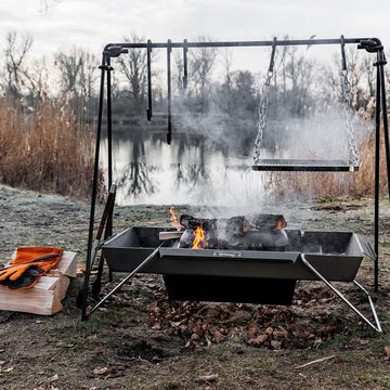 Petromax Feuerschale Brennbock transportable Lagerfeuer- Kochstelle mit Backfach, (Packung, 1-St., Feuerstelle bbx), einfache Montage