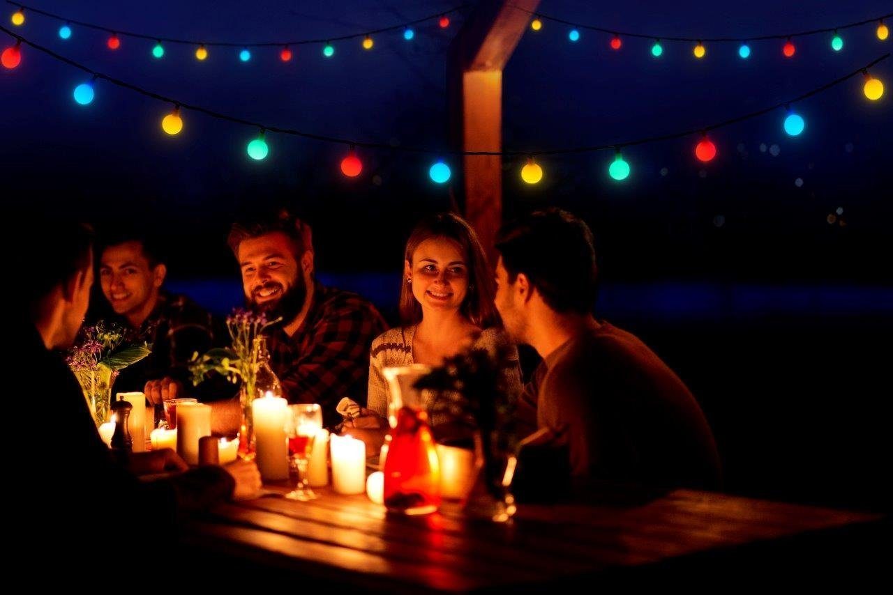BONETTI Lichterkette XXL Partylichterkette mit 180 Leuchtkugeln, 180-flammig, für Innen- und geschützten Außenbereich (IP44), 17,9 Meter + Zuleitung