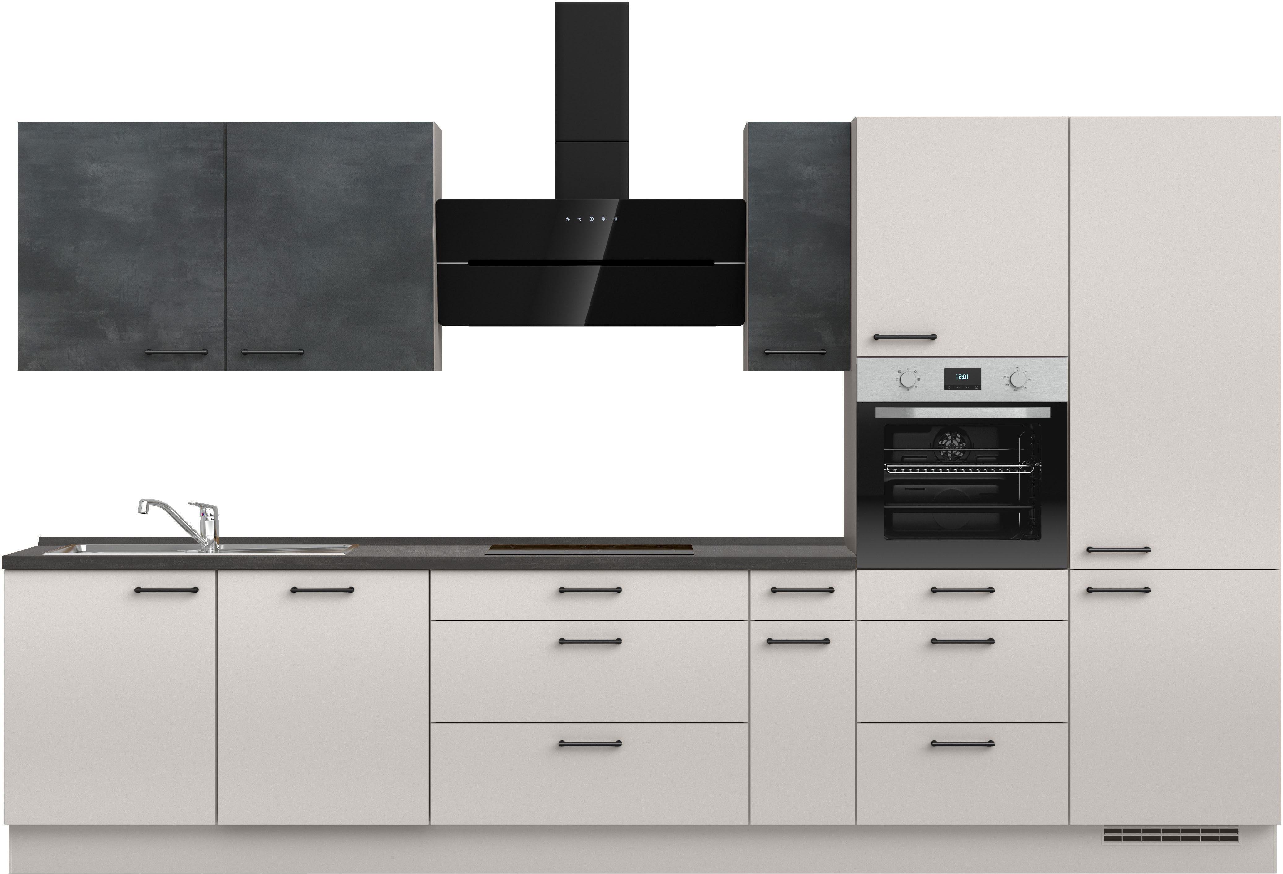 nobilia® Küchenzeile "MIAMI", NEU: individuell anpassbar mit gratis Profi-Beratung, vormontiert, Breite 360 cm, Ausrichtung wählbar, wahlw. mit E-Geräten