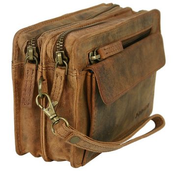 J JONES JENNIFER JONES Handgelenktasche - Herren Leder Handtasche Handgelenkschlaufe - Vintage Look, 20 x 12,5 x 10 cm