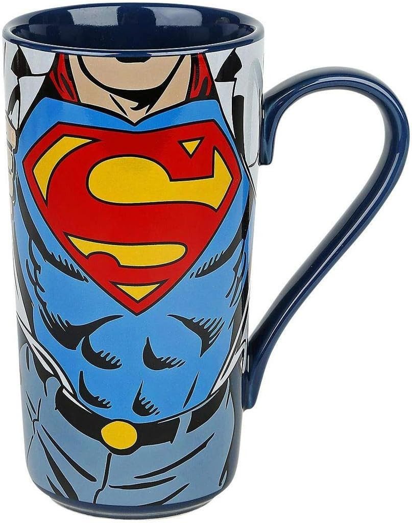Half Moon Bay Tasse Superman Latte-Macchiato Tasse Super Strength, Offiziell lizenzierte Latte-Macchiato Tasse