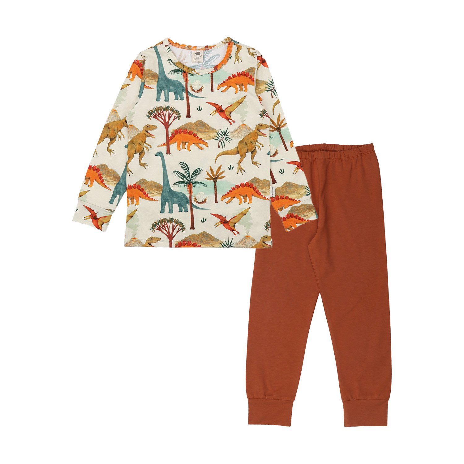 Walkiddy Schlafanzug Walkiddy Dinosaurier Kinder Bio Baumwolle GOTS Braun - Bio Baumwolle,GOTS, Kinderbekleidung,nachhaltige Klamotten