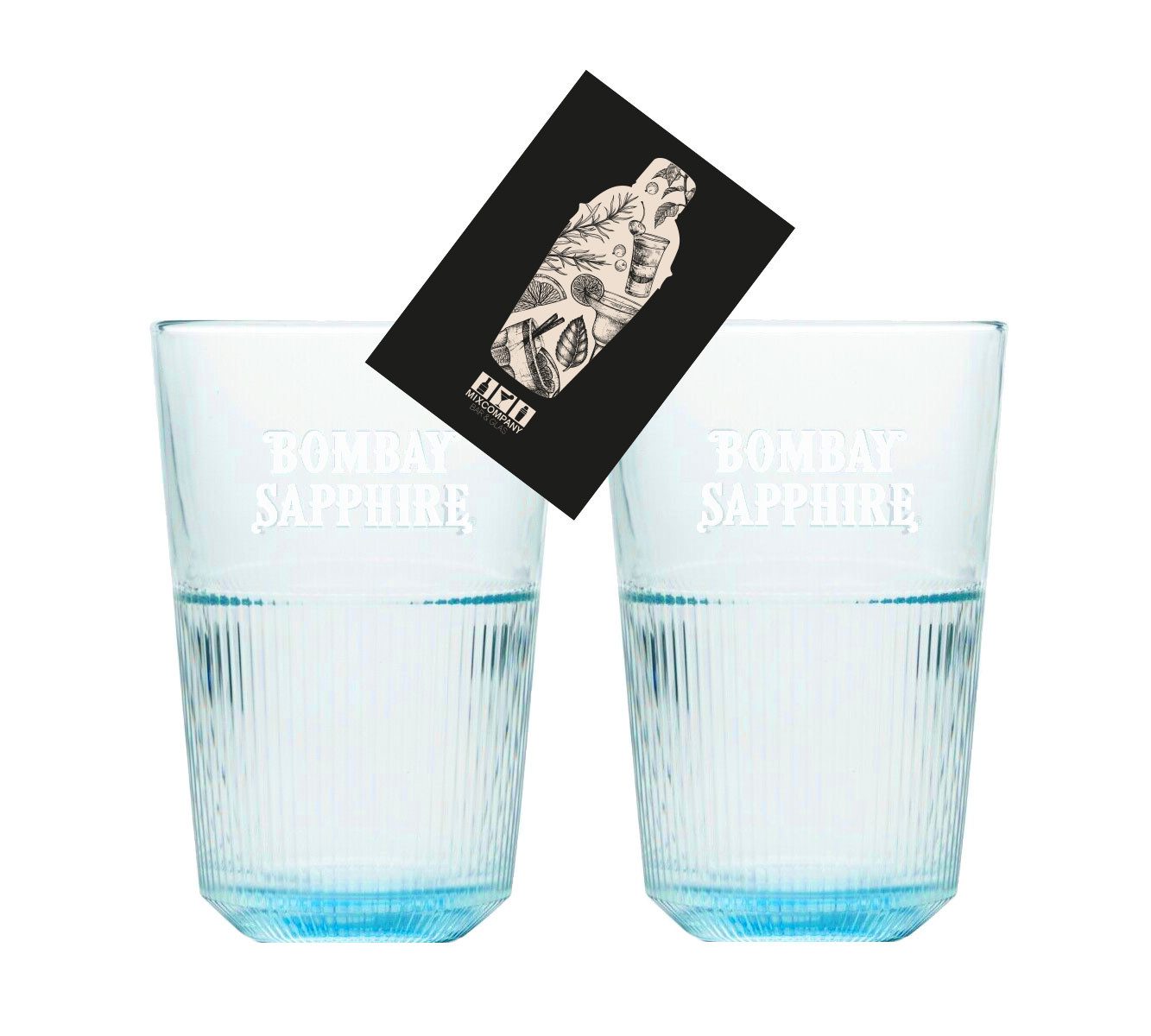 Gläser-Set Bombay Sapphire Gin 2x Longdrink Glas 2er Set Gläser in blau mit Rel