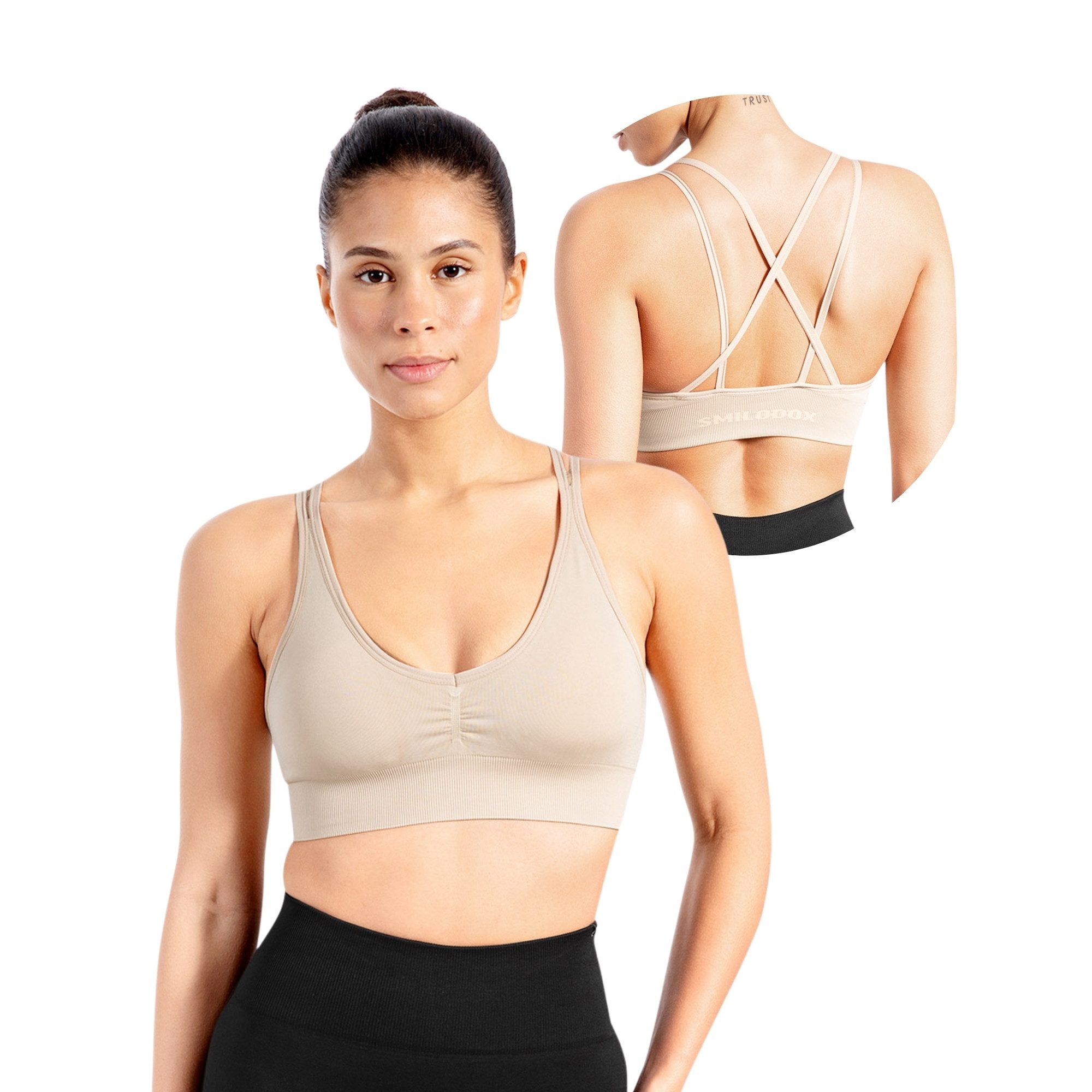 Sport-BH Katrin, Crop Top V-Ausschnitt Fester Halt Fester Halt Yoga Alltag