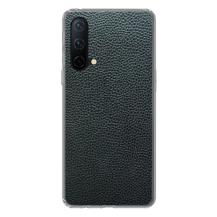 MuchoWow Handyhülle Leder - Textur - Schwarz - Grün - Hell Phone Case Handyhülle OnePlus Nord CE 5G Silikon Schutzhülle