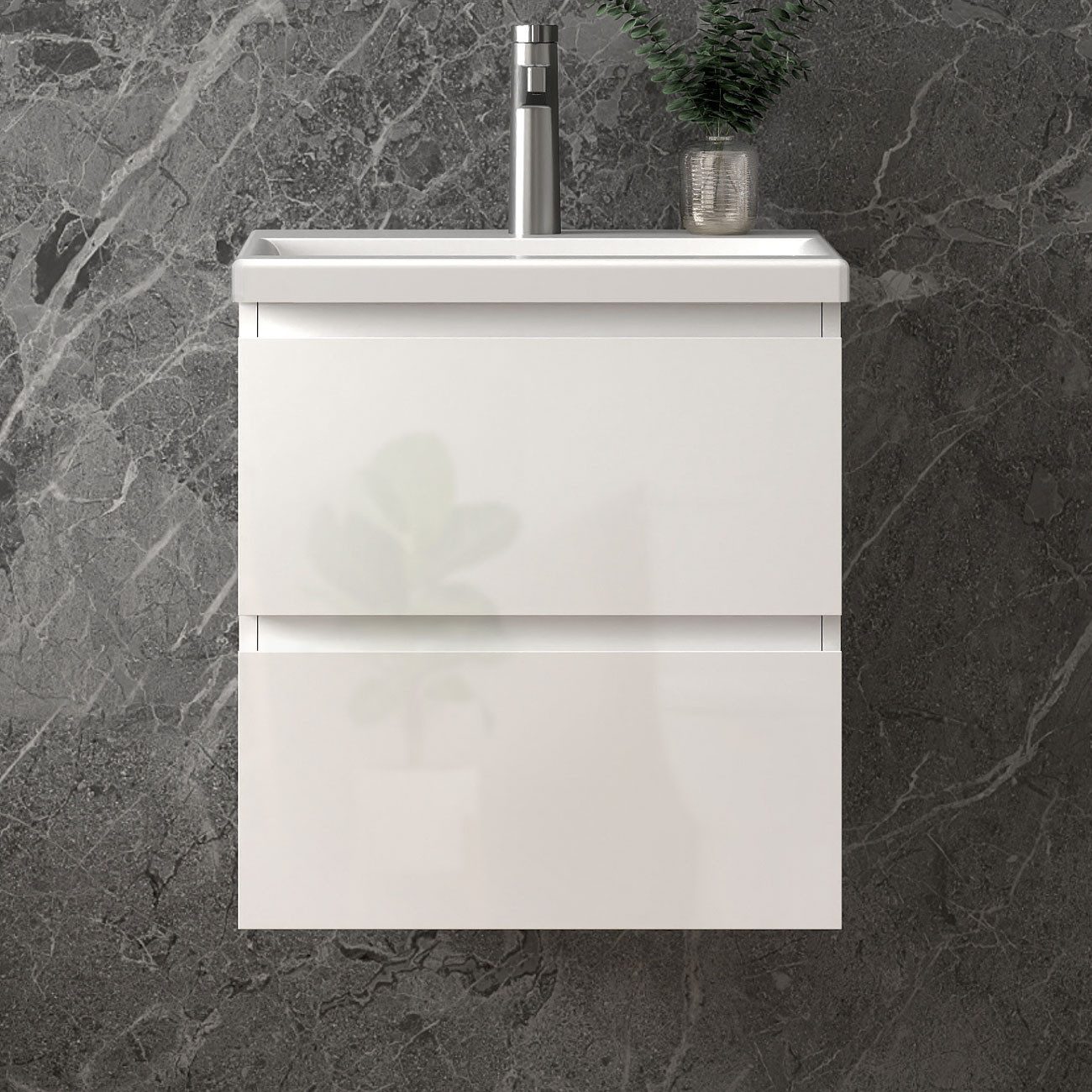 duschspa Waschtisch Waschbecken mit Unterschrank Badmöbel Set Badschrank Waschplatz, Hochglanz, 50-120cm – Bild 3 von 5