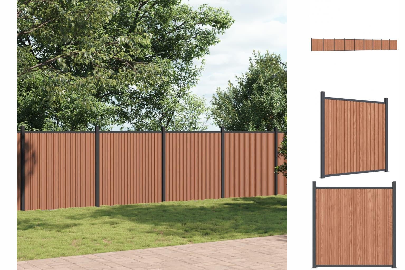 vidaXL Gartentor Zaunelement Braun 1564x186 cm WPC