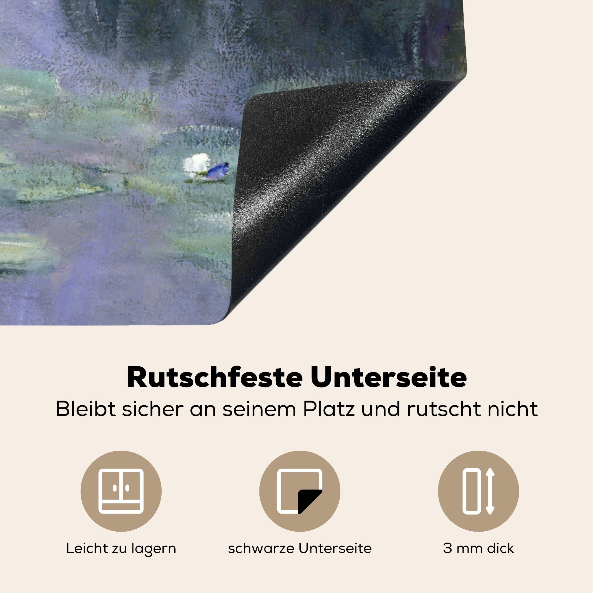 MuchoWow küche Arbeitsplatte - 78x78 Ceranfeldabdeckung, Vinyl, Seerosen für Herdblende-/Abdeckplatte tlg), Claude Monet, (1 cm,