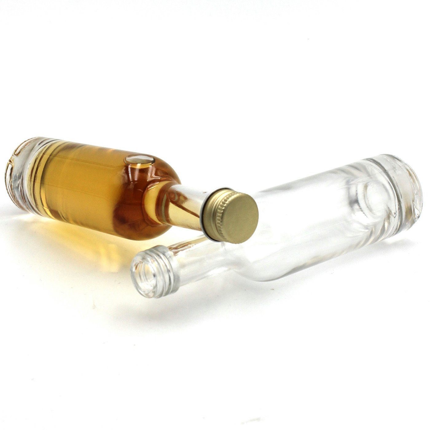 gouveo Trinkflasche Glasflaschen 50 20er Glas, ml Schraubdeckel - goldfarben Sina Miniflasche - Set aus mit