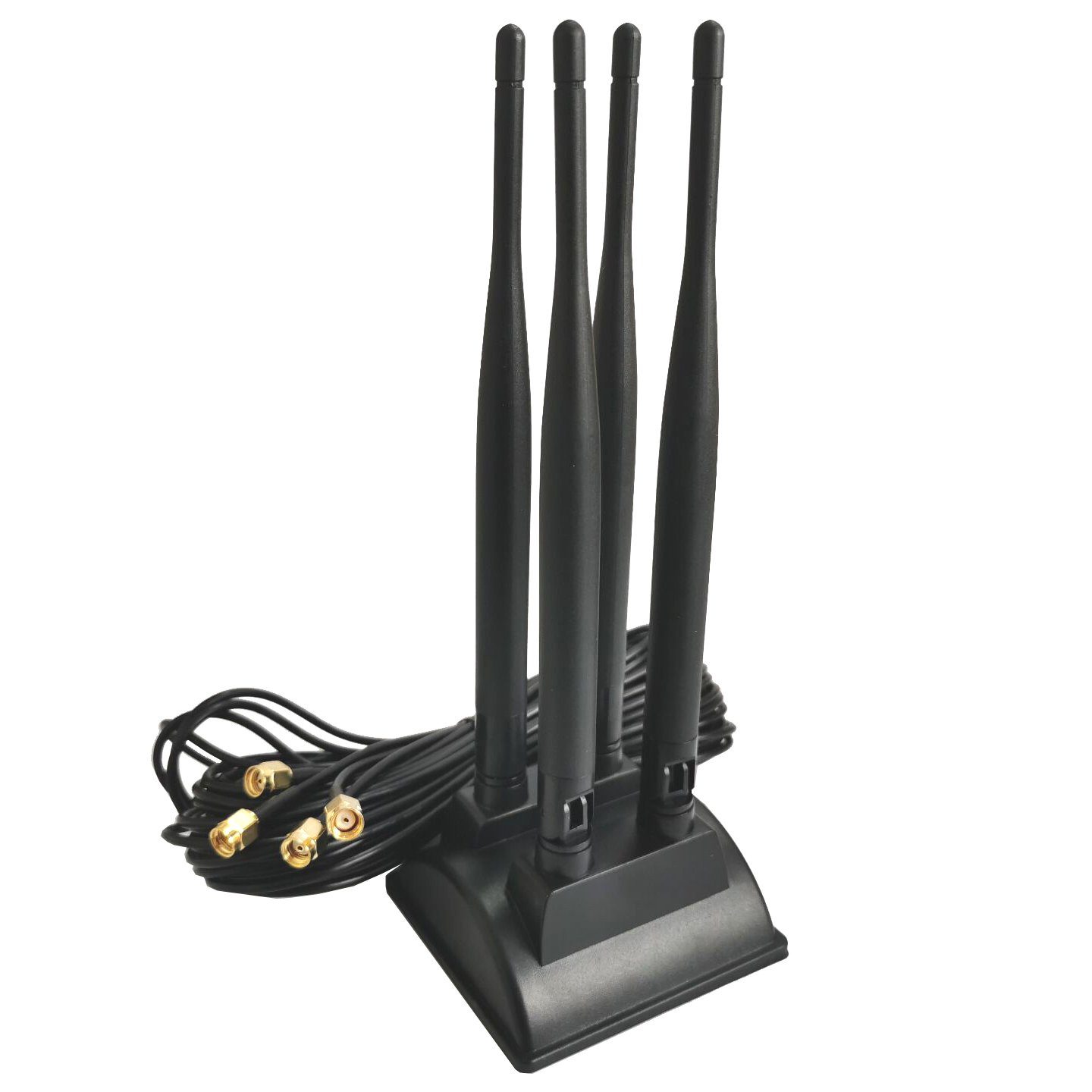 Bolwins I03D 3m 2.4G 5.8G WiFi Antenne 4x 6dBi RP-SMA Adapter Kabel Standfuss WLAN-Antenne (WLAN / 4G LTE (802.11 b/g/n/ac), für Innenbereich / Router & Netzwerkgeräte, Verstärkung: 6 dB), 4× 6 dBi Hochleistungsantennen, RP-SMA Anschluss