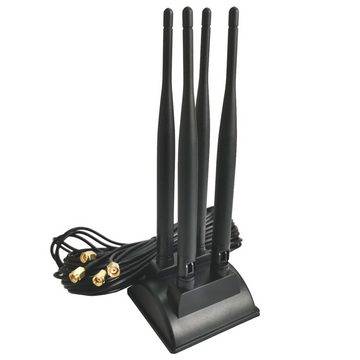 Bolwins I03D 3m 2.4G 5.8G WiFi Antenne 4x 6dBi RP-SMA Adapter Kabel Standfuss WLAN-Antenne