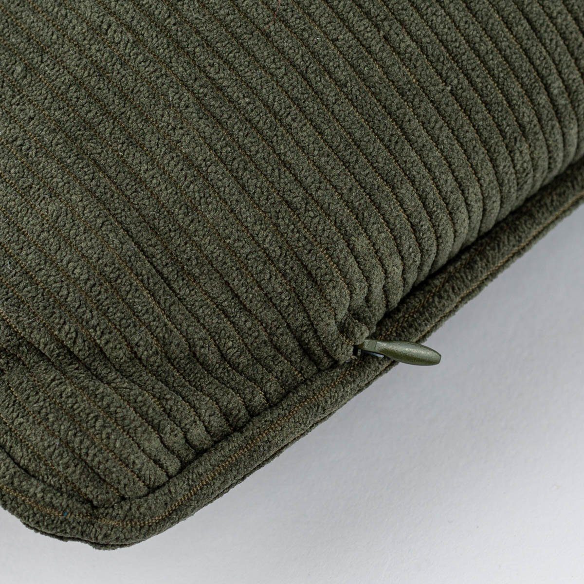 SCHÖNER LEBEN. Dekokissen Deko Kissen aus Cord mit Kederumrandung einfarbig khaki grün 45x45cm