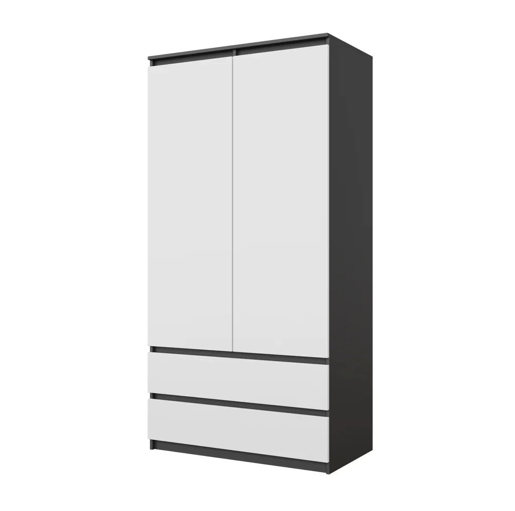 Furnica Kleiderschrank Anthrazit 90 cm mit 2 Türen und 2 Schubladen-Wohn-für das Schlafzimmer