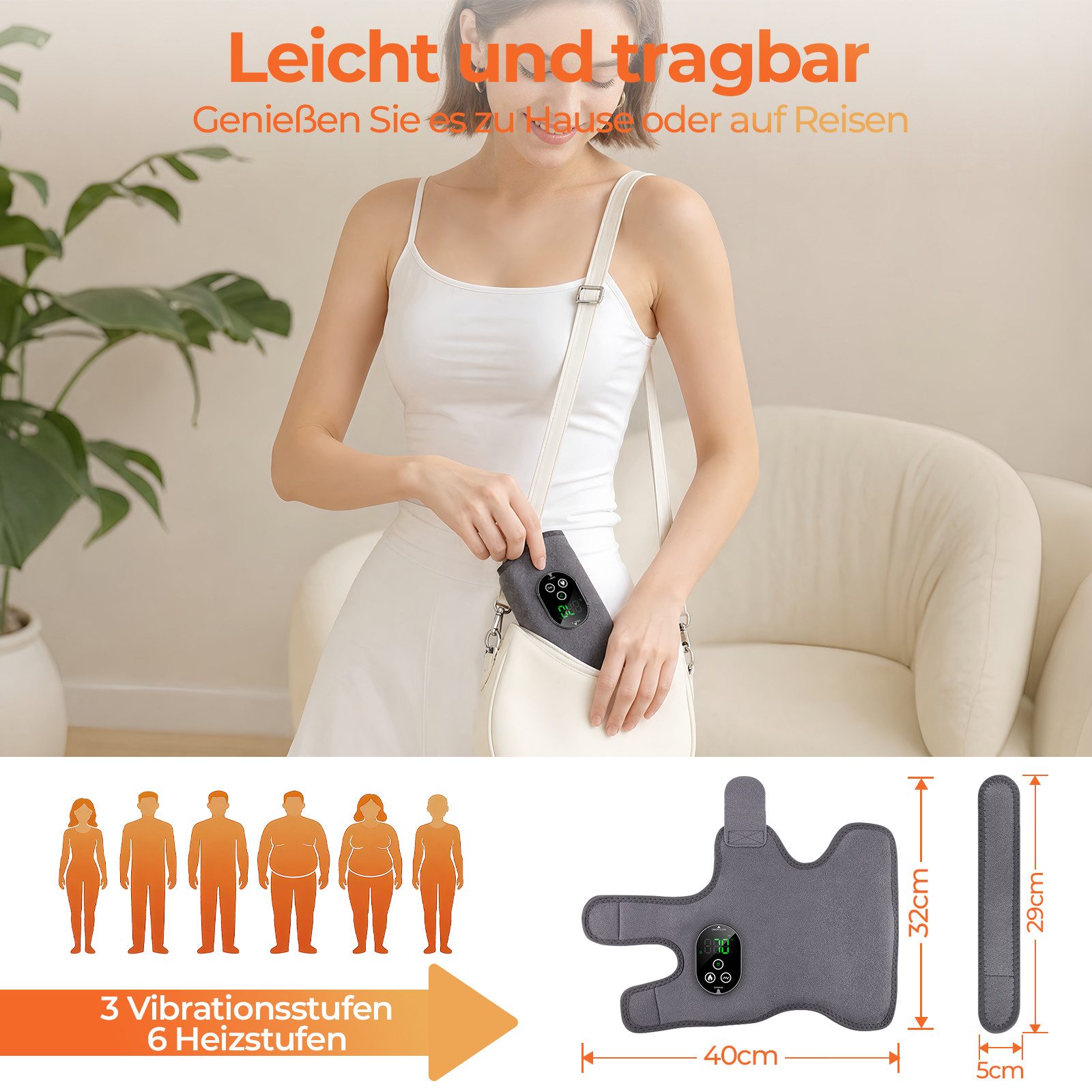 Rhein Beleuchtung Fußmassagegerät Fußmassagegerät mit Wärme – Kabellos & wiederaufladbar, Set 1-tlg., Für Füße & Knöchel Zuhause, Büro & Entspannung, 3-in-1 Massage mit Vibration, Druck & 70°C Wärmefunktion