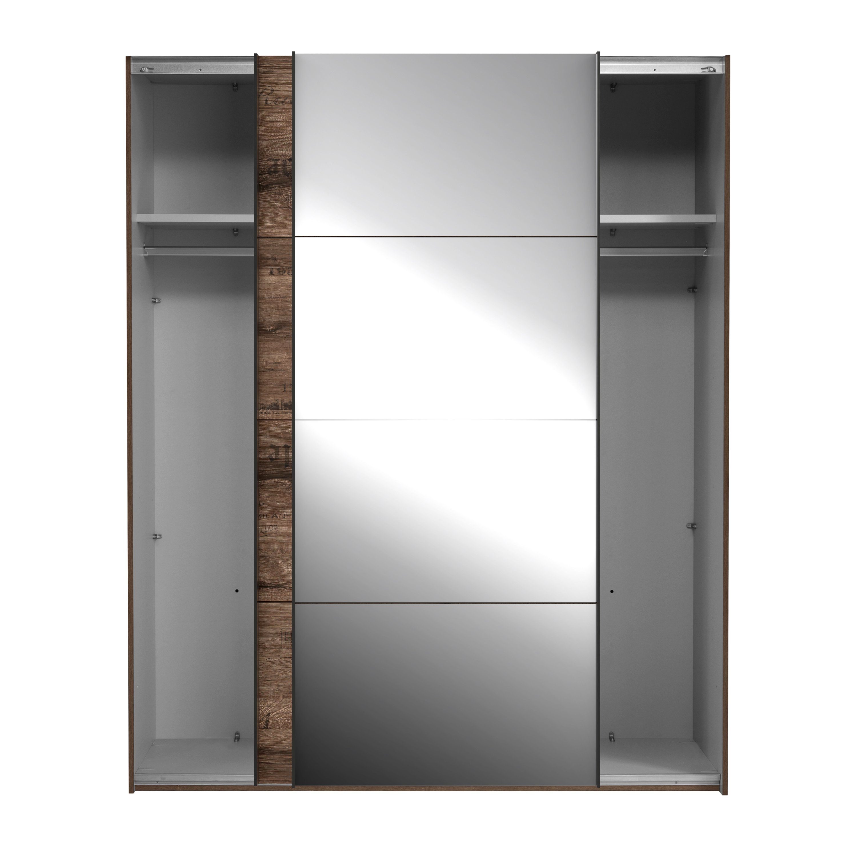 möbel-direkt.de Jugendzimmer-Set Jacky in Schlammeiche mit Schwarzeiche, (Kompett Set, 3-tlg., in verschiedenen Zusammenstellungen wählbar), Kleiderschrank mit Spiegeltür, Bett mit Polsterkopfteil