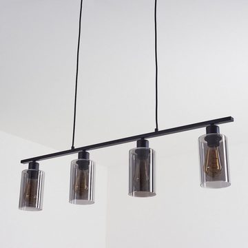hofstein Hängeleuchte »Bovo« Deckenlampe aus Metall schwarz, mit Rauchglasschirmen, ohne Leuchtmittel, Zimmerlampe, 4xE27