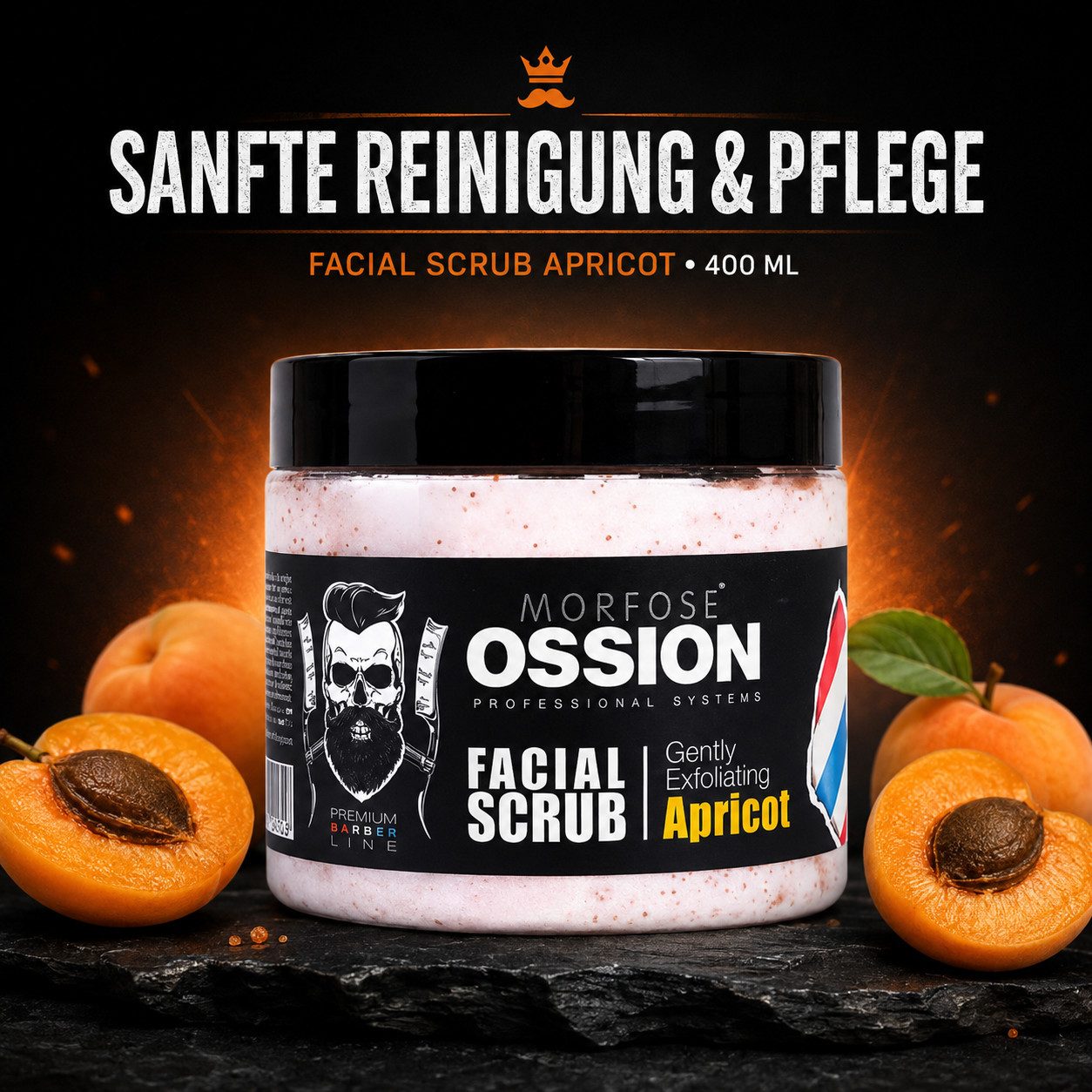 Morfose Salzpeeling Morfose Ossion Gesichtspeeling Aprikose für Herren 400 ml