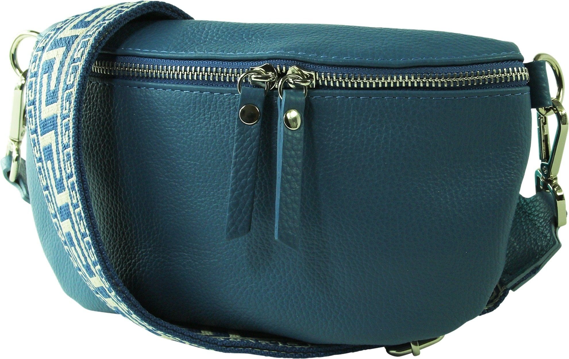 Toscanto Gürteltasche Toscanto Damen Gürteltasche Leder blau (Gürteltasche), Damen Gürteltasche Leder, blau, mehrfarbig ca. 25cm x ca. 15cm