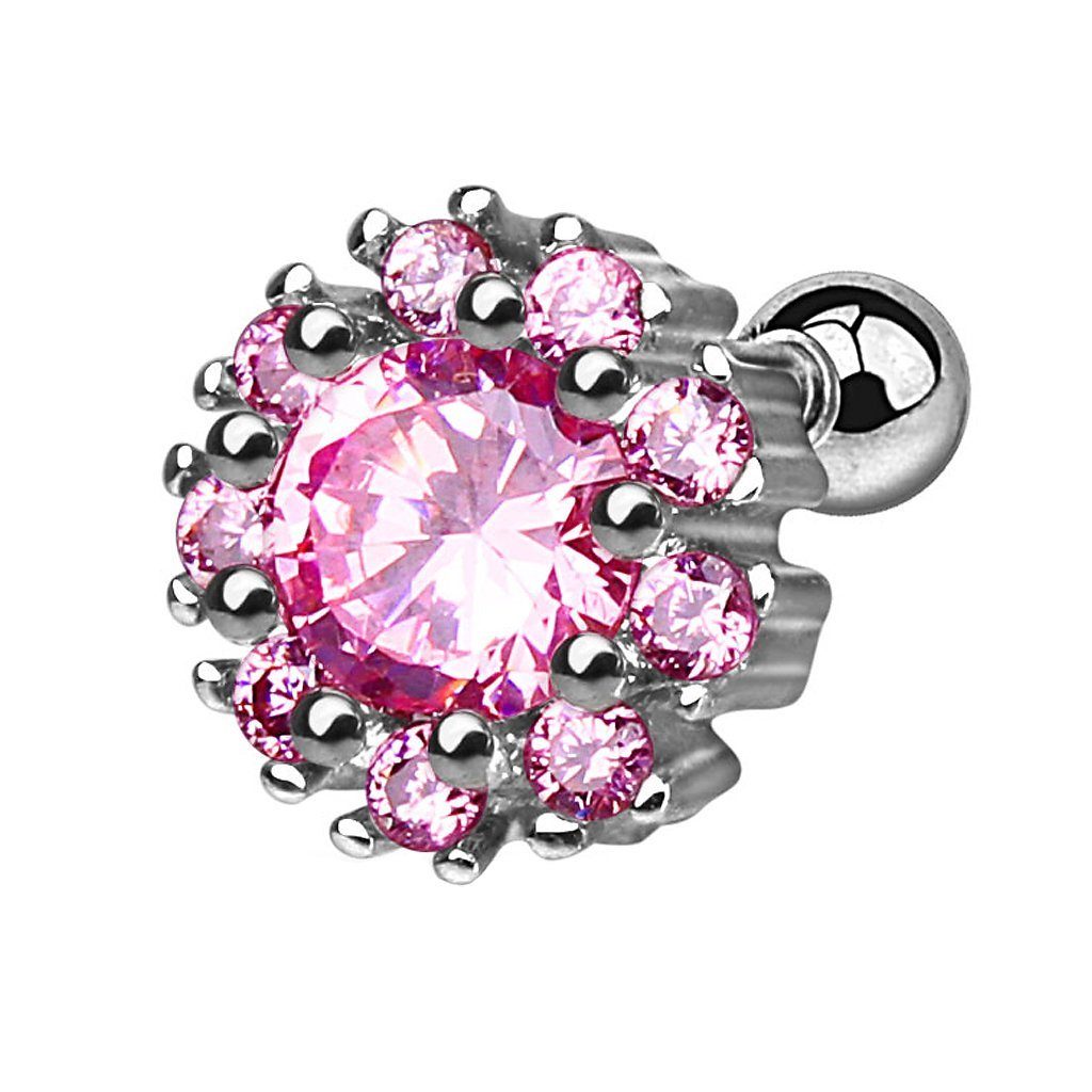 Piercing-Set Tragus Piercing Helixpiercing Blume mit Kristallen