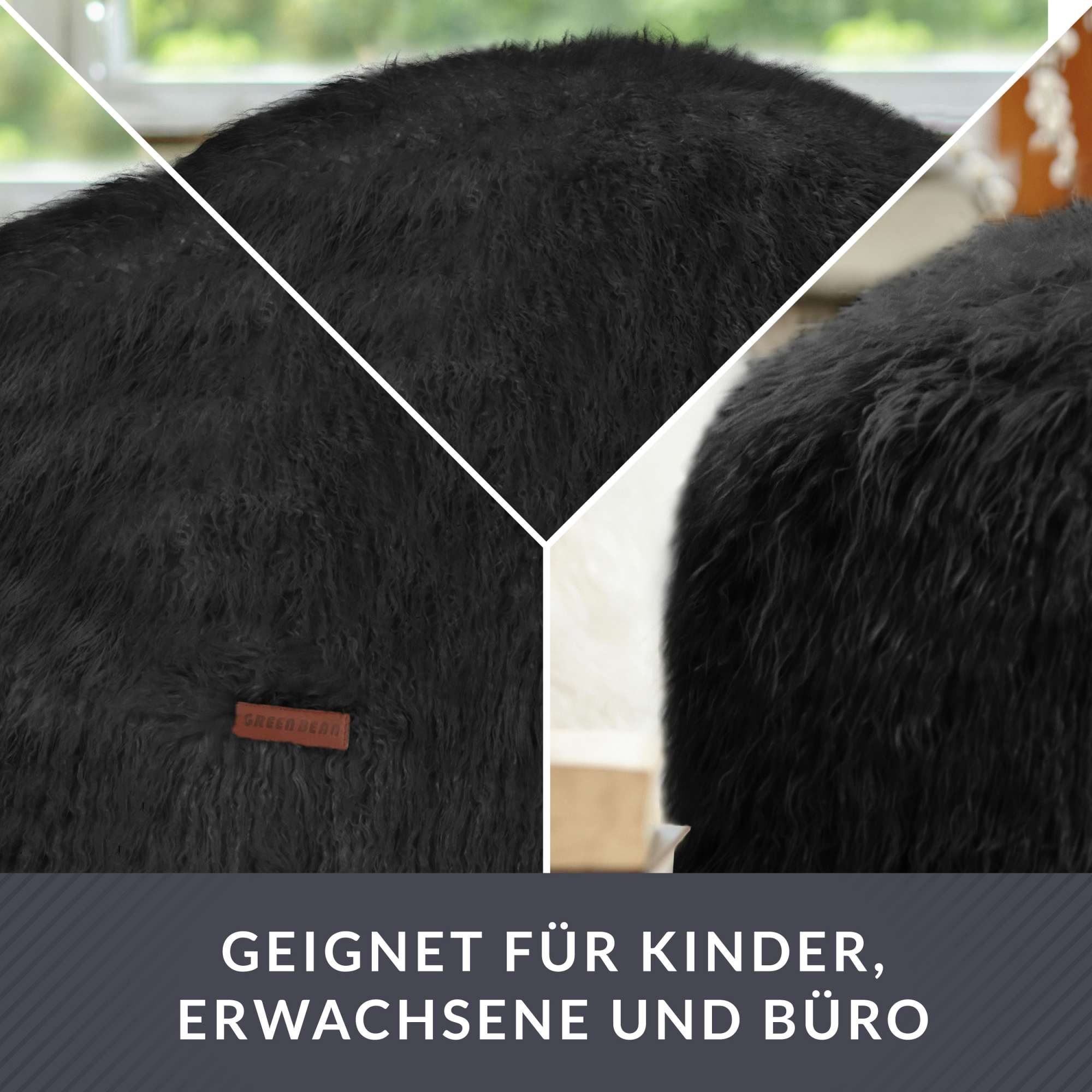 Green in Hocker Sitzkissen Drinnen, Schwarz Sitzhocker Sitzwürfel Pouf Füllung, Perlen Farben / Indoor Fußhocker Sitzpouf Bean Felloptik (EPS runder Ablage), 3