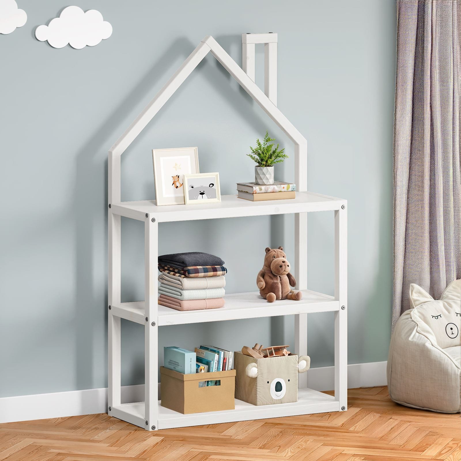 IDIMEX Kinderregal LENISE, Kinderzimmer Bücherregal in Hausform aus Massivh günstig online kaufen