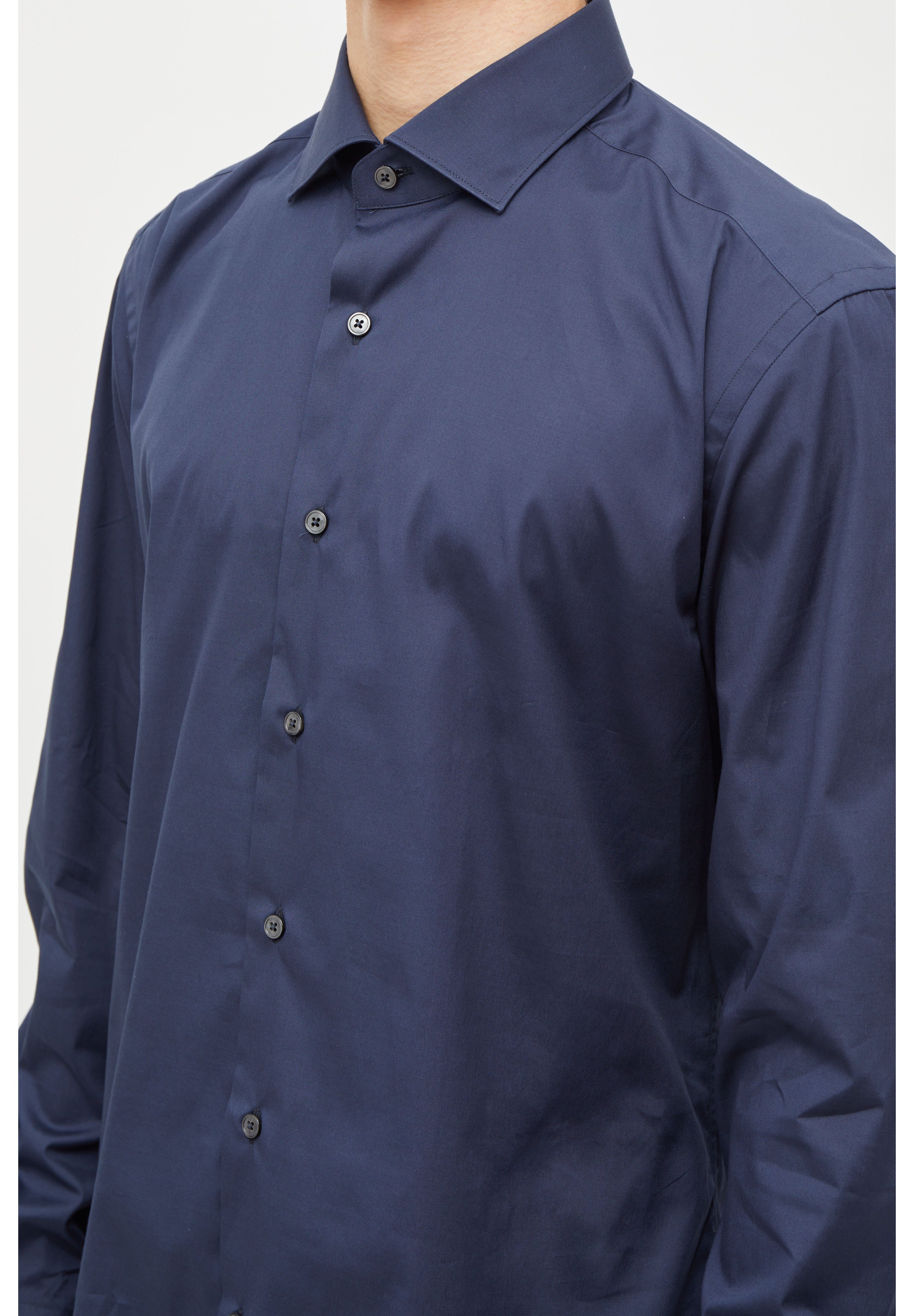 Herren Hemden XACUS Businesshemd Xacus Slim-Fit Hemd mit Haifischkragen navy
