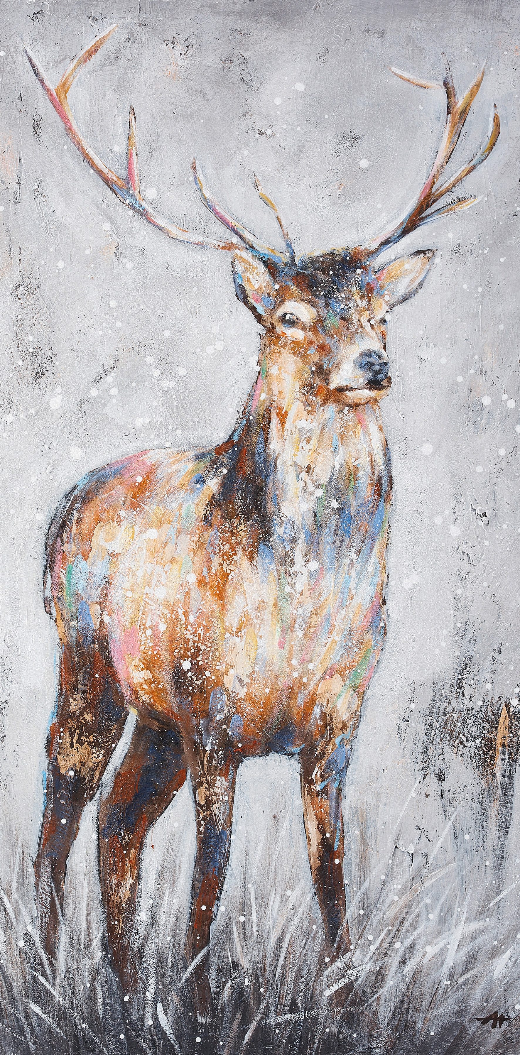 Bönninghoff Ölgemälde, Hirsch, Hirschbilder, Hirsche, Kunst, Tiere (1 St), jedes Bild ein Unikat