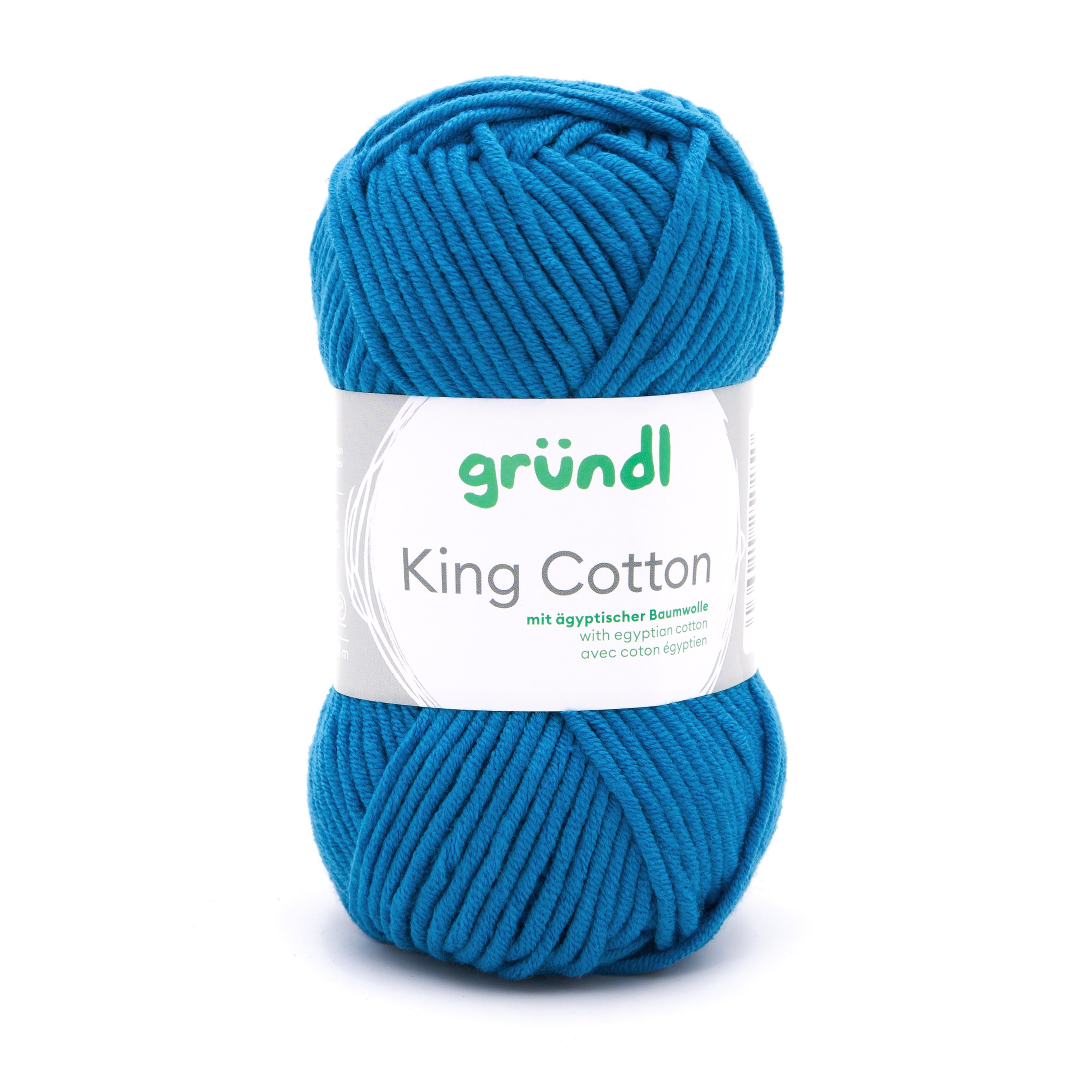 Gründl Wolle King Cotton Baumwollgarn Strickgarn Häkelwolle, 78,00 m (50g Handstrickgarn, Strickwolle, Baumwollmischgarn mit ägyptischer Baumwolle, zum Stricken und Häkeln für Nadelstärke 6 - 7 mm), mit Häkel - Anleitung zum download