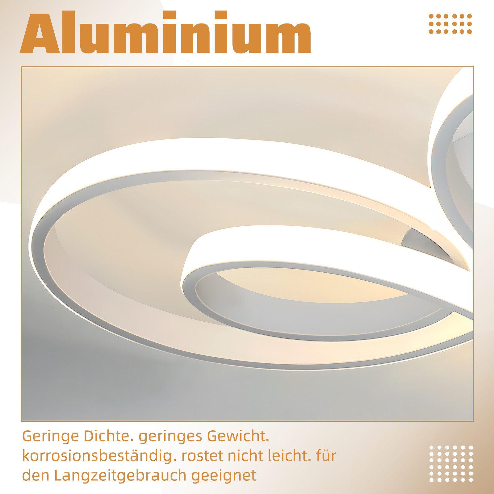 Nettlife LED Deckenleuchte Modern Schwarz Dimmbar Wohnzimmer 65W 40/66/80/100CM deckenlampe, Nicht dimmbar, LED fest integriert, Warmweiß, Schlafzimmer, Wohnzimmer, Büro, Arbeitszimmer, Küche