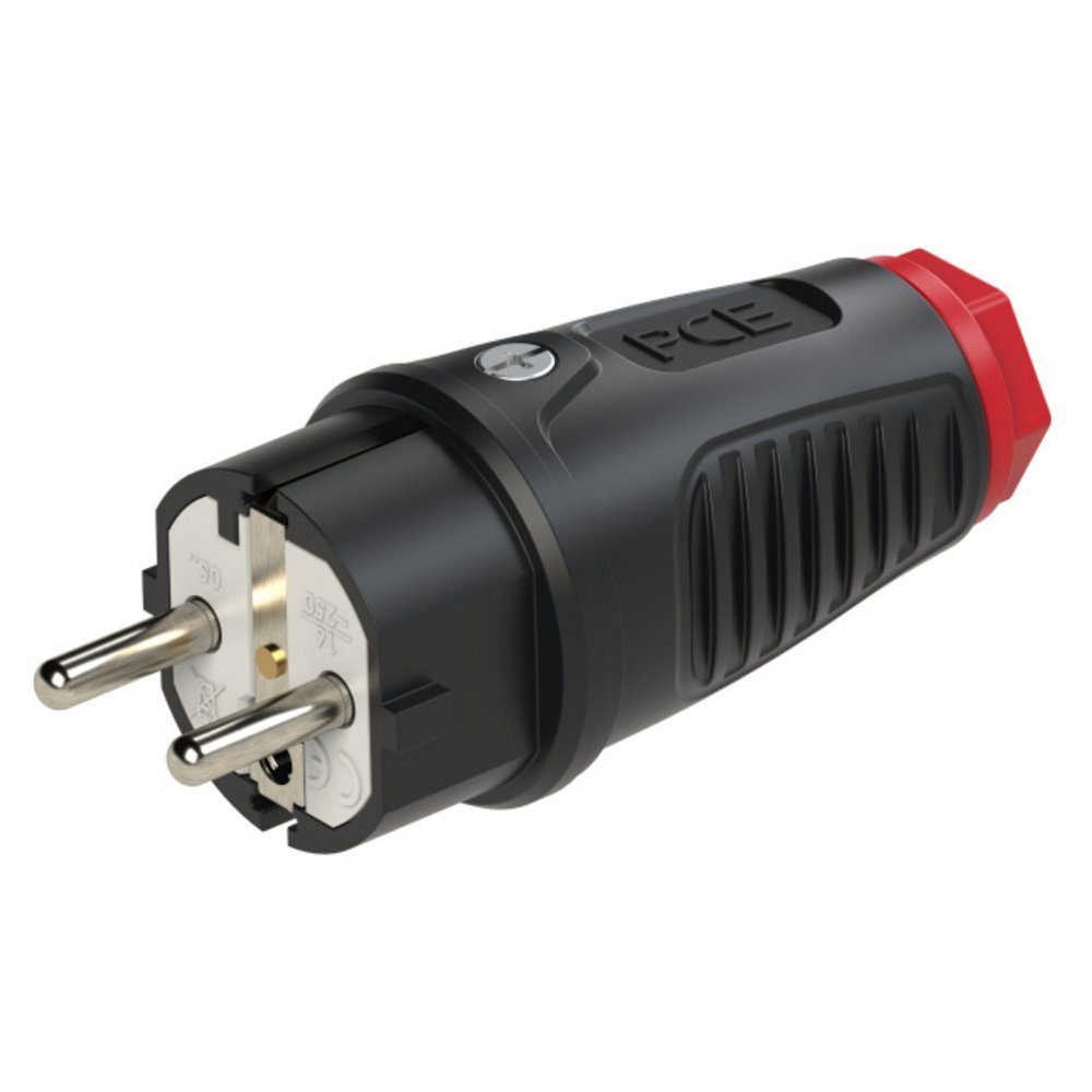 PCE 0521-sr Schutzkontaktstecker Gummi, Thermoplast 250 V Schwarz, Ro Steckernetzteil