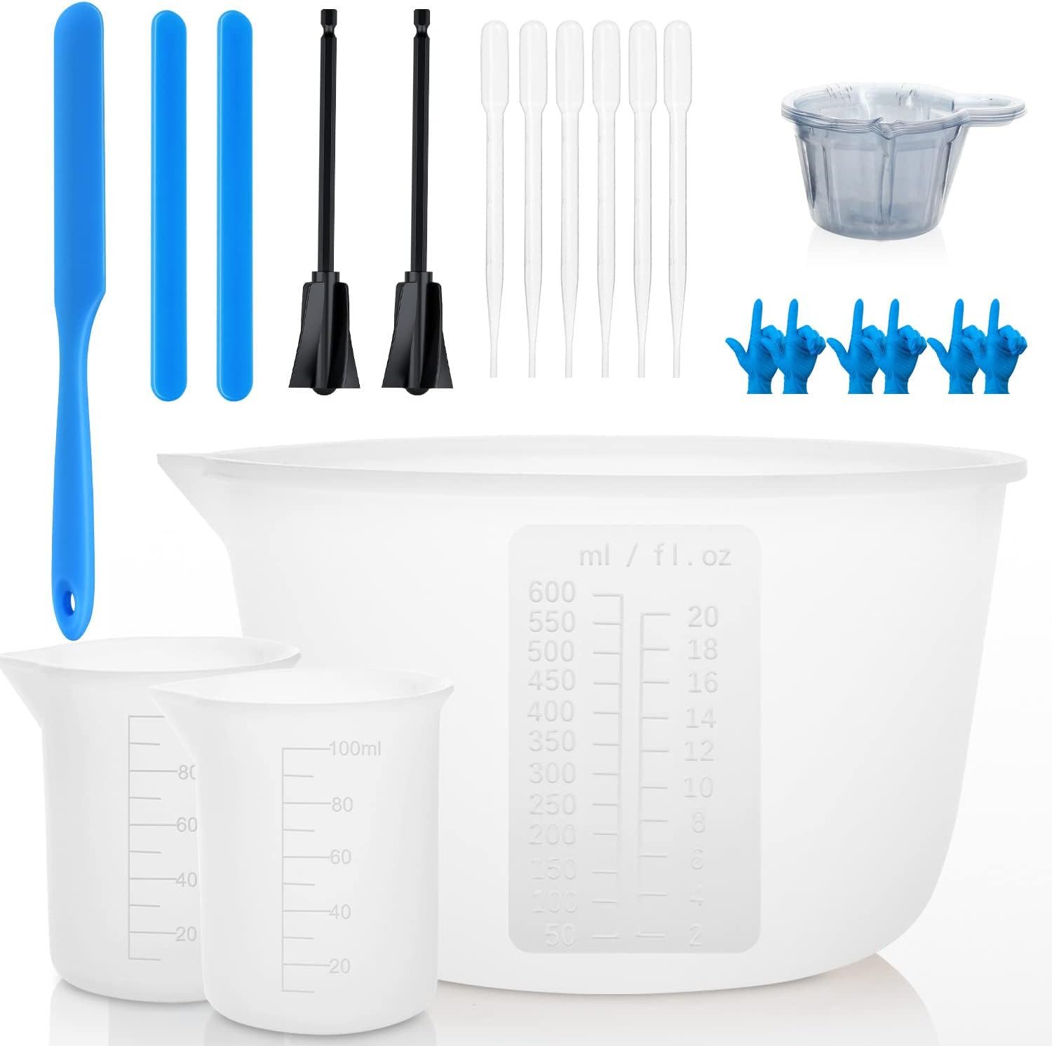 Messbecher Silikon Messbecher Set 600 und 100 ml für Epoxidharz DIY