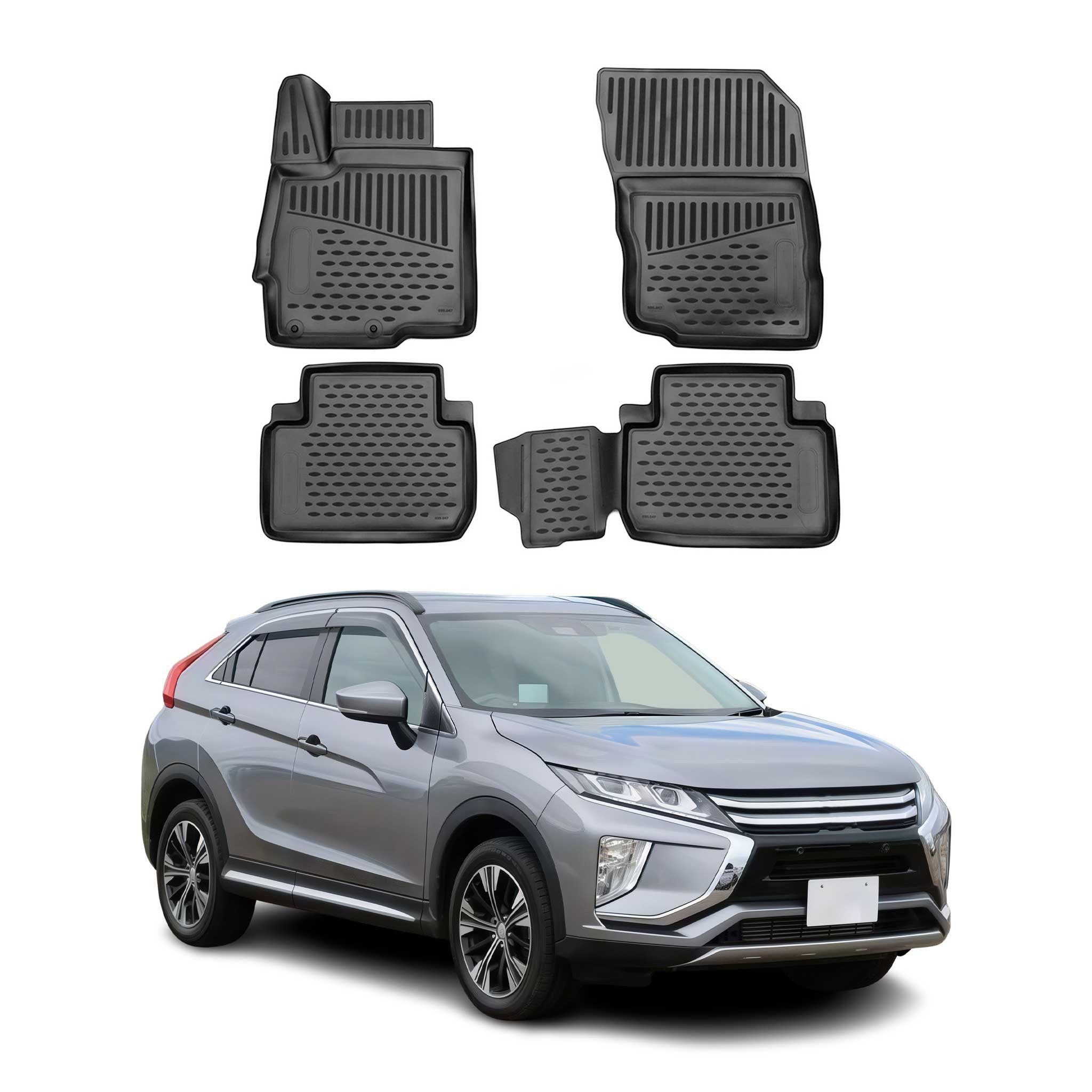 OMAC Auto-Fußmatten für Mitsubishi Eclipse Cross 2017-2024 Schwarz 4 tlg (4 St), für Mitsubishi Eclipse Cross 2017-2024 Mitsubishi Eclipse Cross 2017-2024, Antirutsch,Wasserfest,Einfache Installation