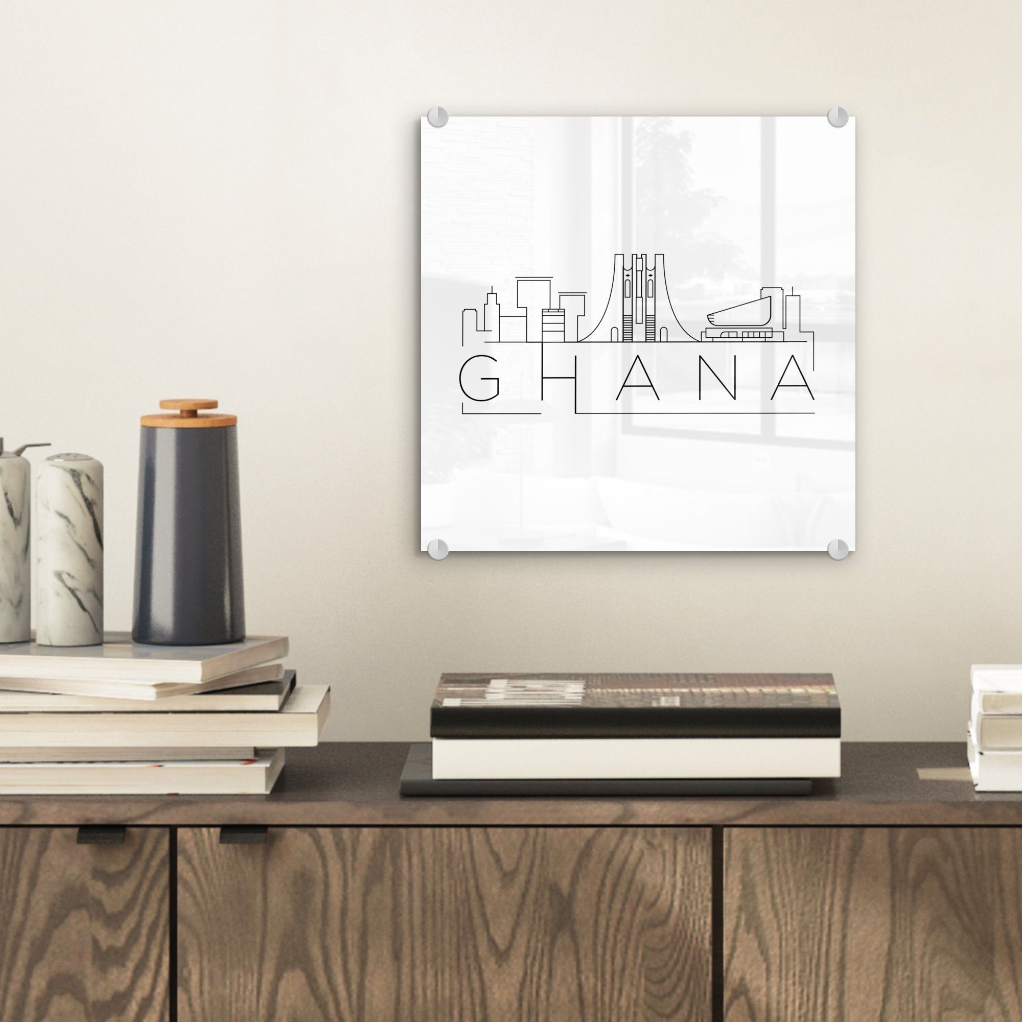 Foto "Ghana" weiß, Skyline St), (1 Bilder Glasbilder Acrylglasbild Wandbild - - auf auf - Wanddekoration Glas MuchoWow Glas