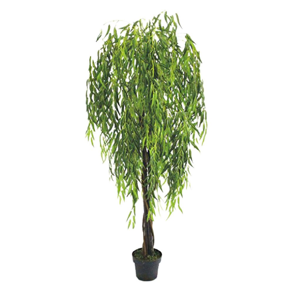 Kunstbaum Weide Weidenbaum Kunstbaum Künstliche Pflanze mit Echtholz 180 cm Weidenbaum, Decovego, Höhe 180 cm
