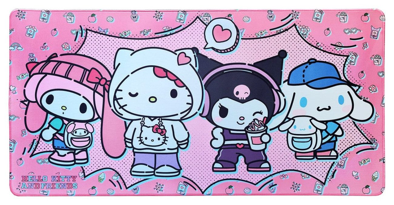 Sakami Merchandise Gaming Mauspad Sanrio Pink Black Party Series XXL Mousepad Hello Kitty & Friends Pop