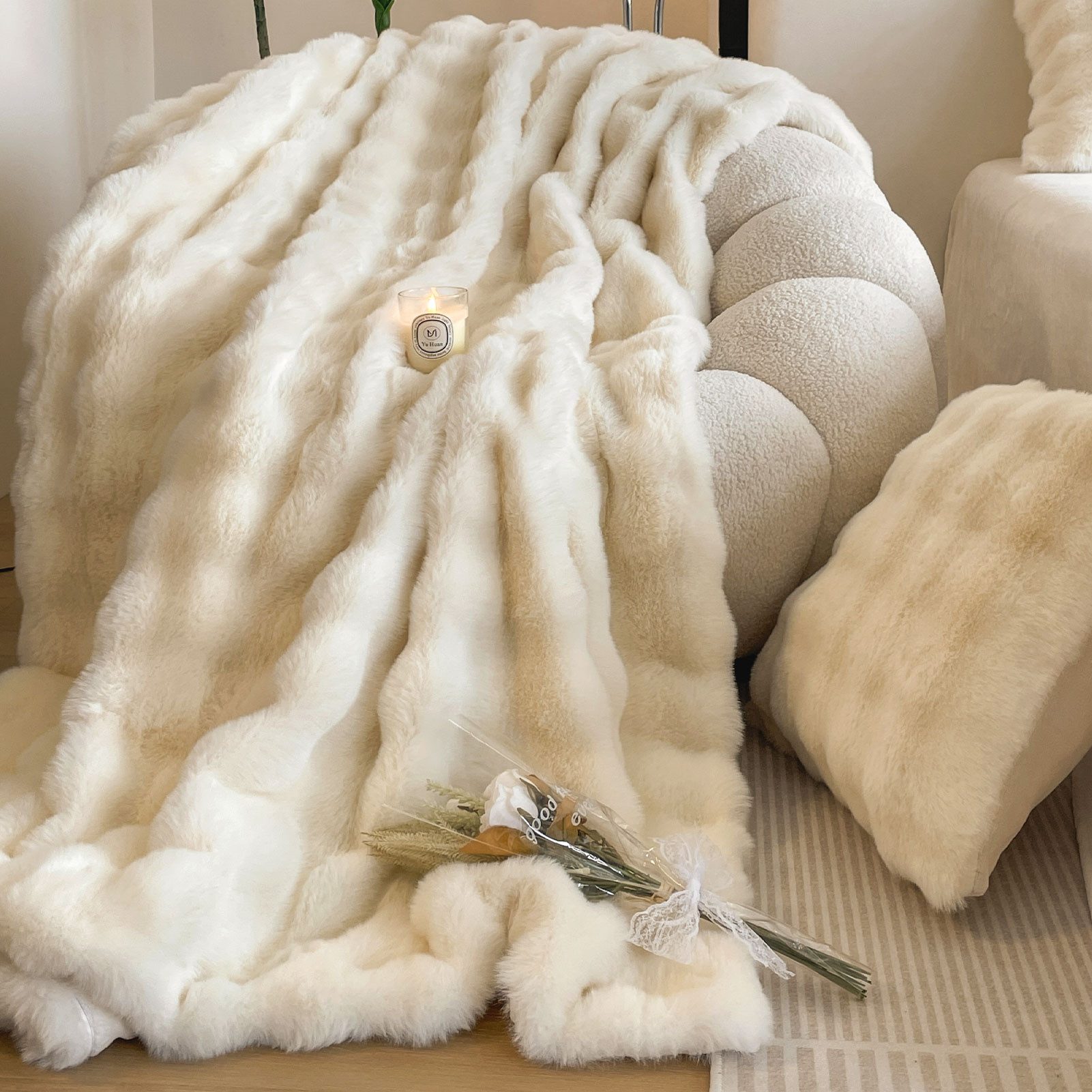 Wohndecke Kuscheldecke Kaninchen Plüsch Decke, KEAYOO, Kunstfell Warme Kuscheldecke für Couch Bett Sofa