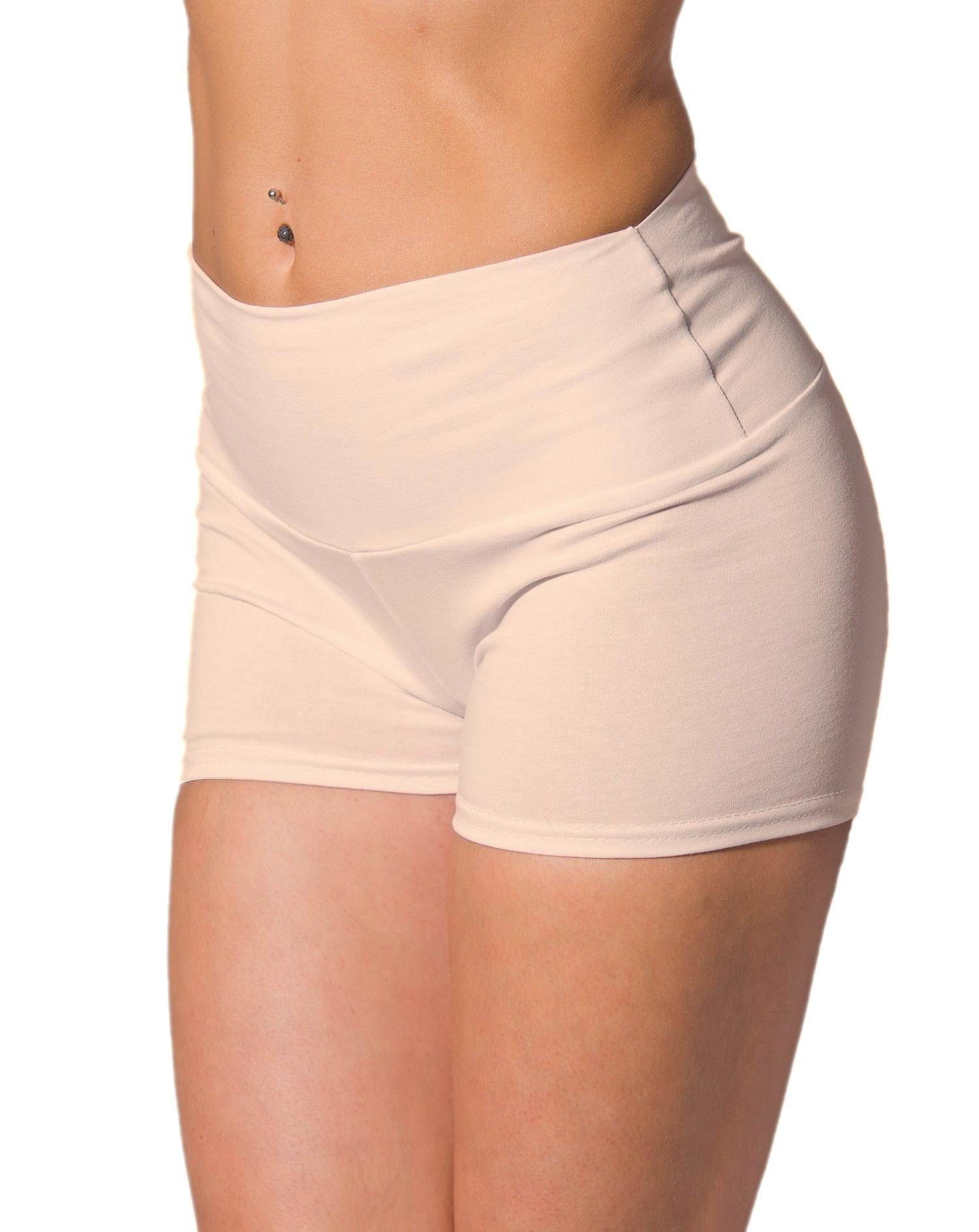 Alkato Yogashorts Alkato Damen Shorts mit Hohem Bund Hotpants Radlerhose Long Shorts Hellbeige