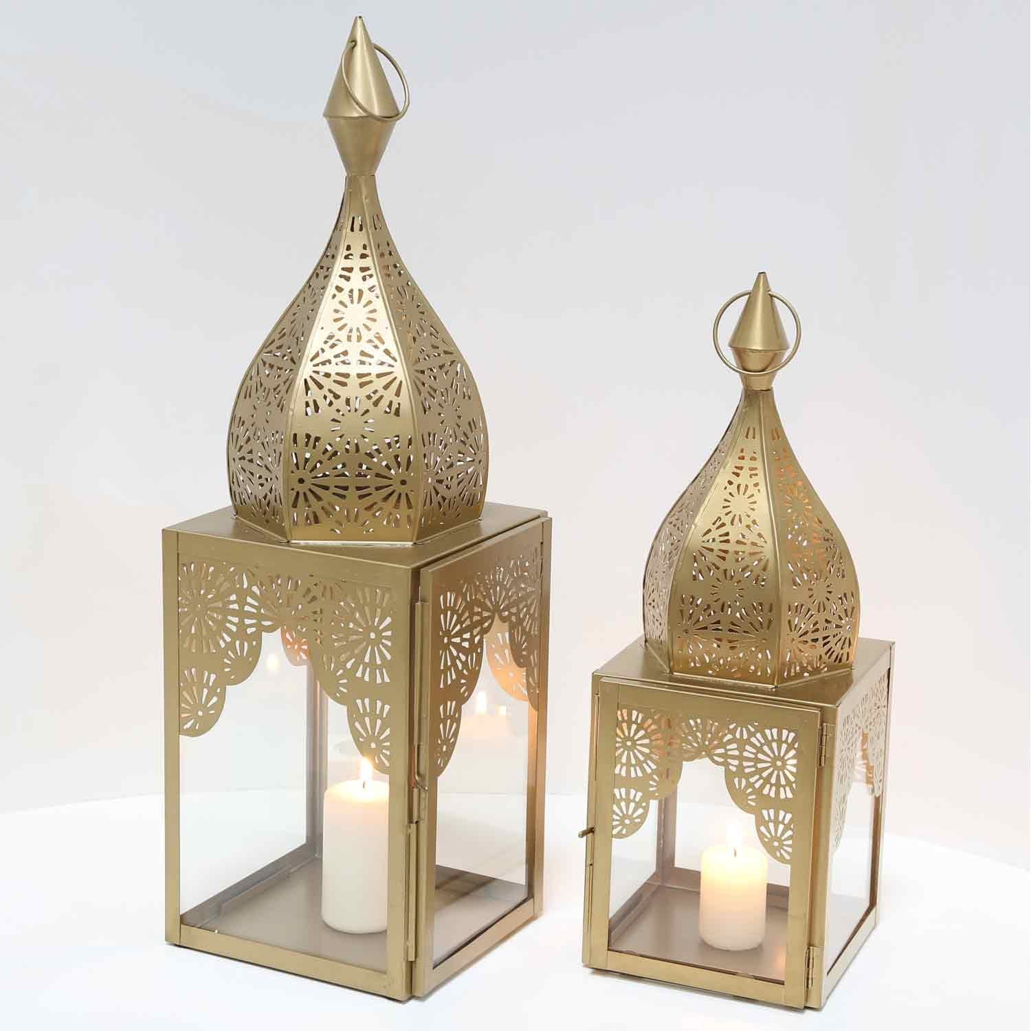Casa Moro Kerzenlaterne Ramadan Laterne Gold 2er Set orientalisches Windlicht (2er-Set Kerzenhalter, Kerzenleuchter), Kunsthandwerk, Eid Mubarak Wohn Deko IRL64 – Bild 4 von 5
