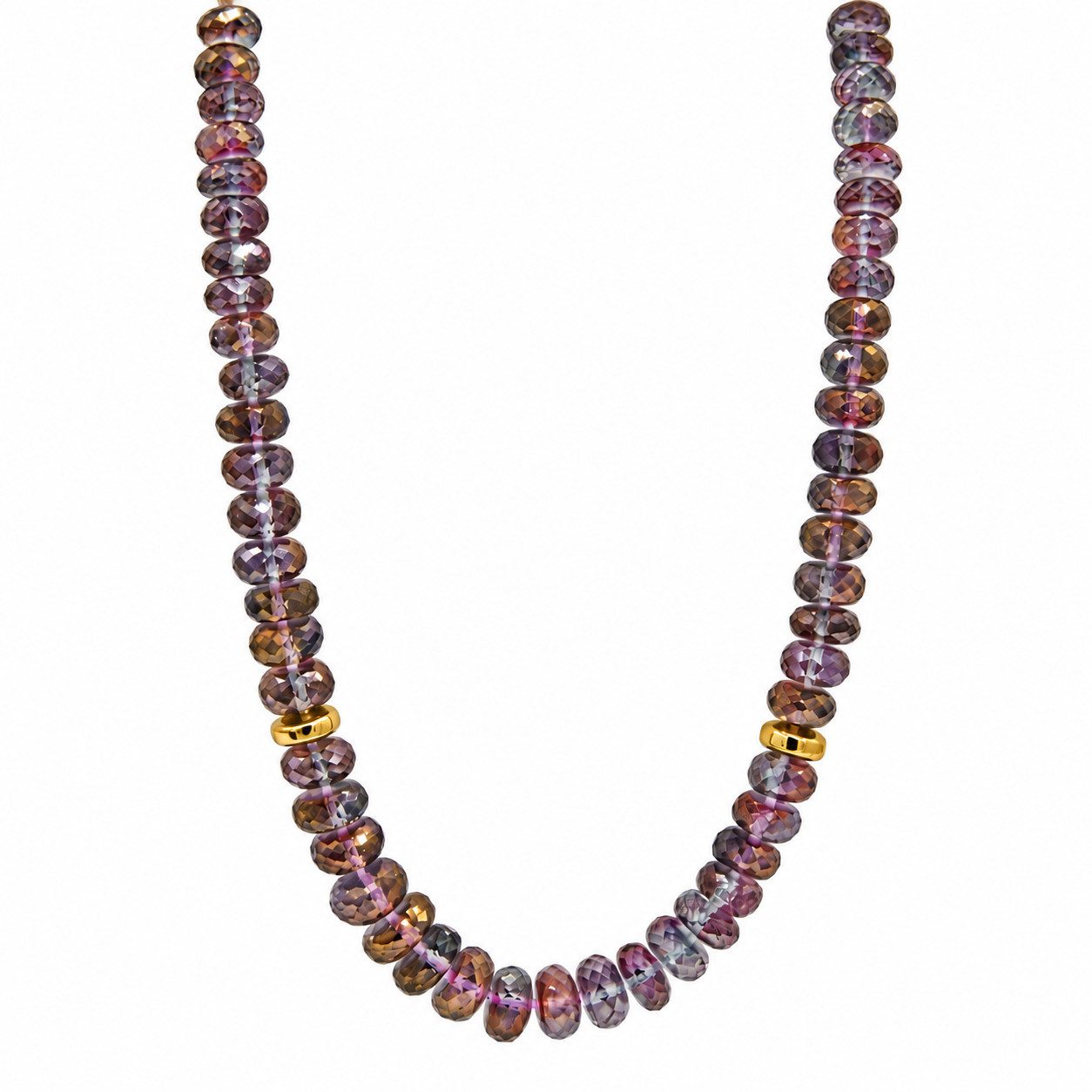 Sogni d'oro Collier "Farbenfeuer" mit Mystic Fire Topas und Hämatit, Gelbgold 585
