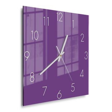 DEQORI Wanduhr 'Unifarben - Violett' (Glas Glasuhr modern Wand Uhr Design Küchenuhr)