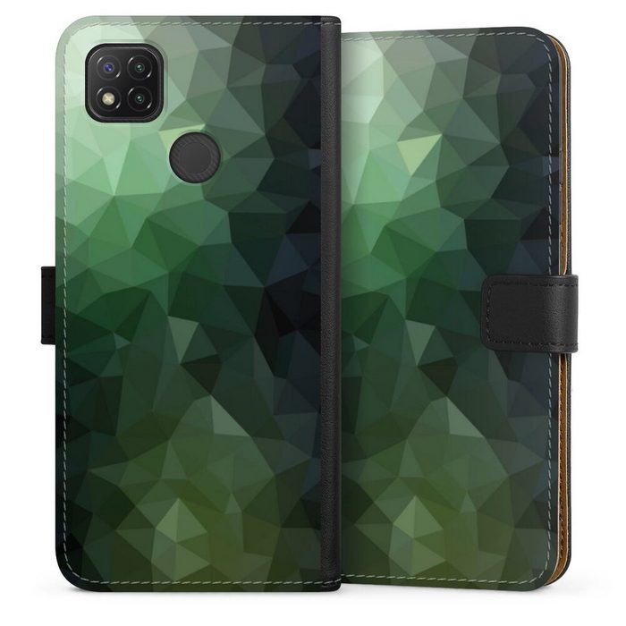 DeinDesign Handyhülle Tarnmuster Mosaik Geometric Polygonal Mosaic Green Xiaomi Redmi 9C Hülle Handy Flip Case Wallet Cover Handytasche Leder