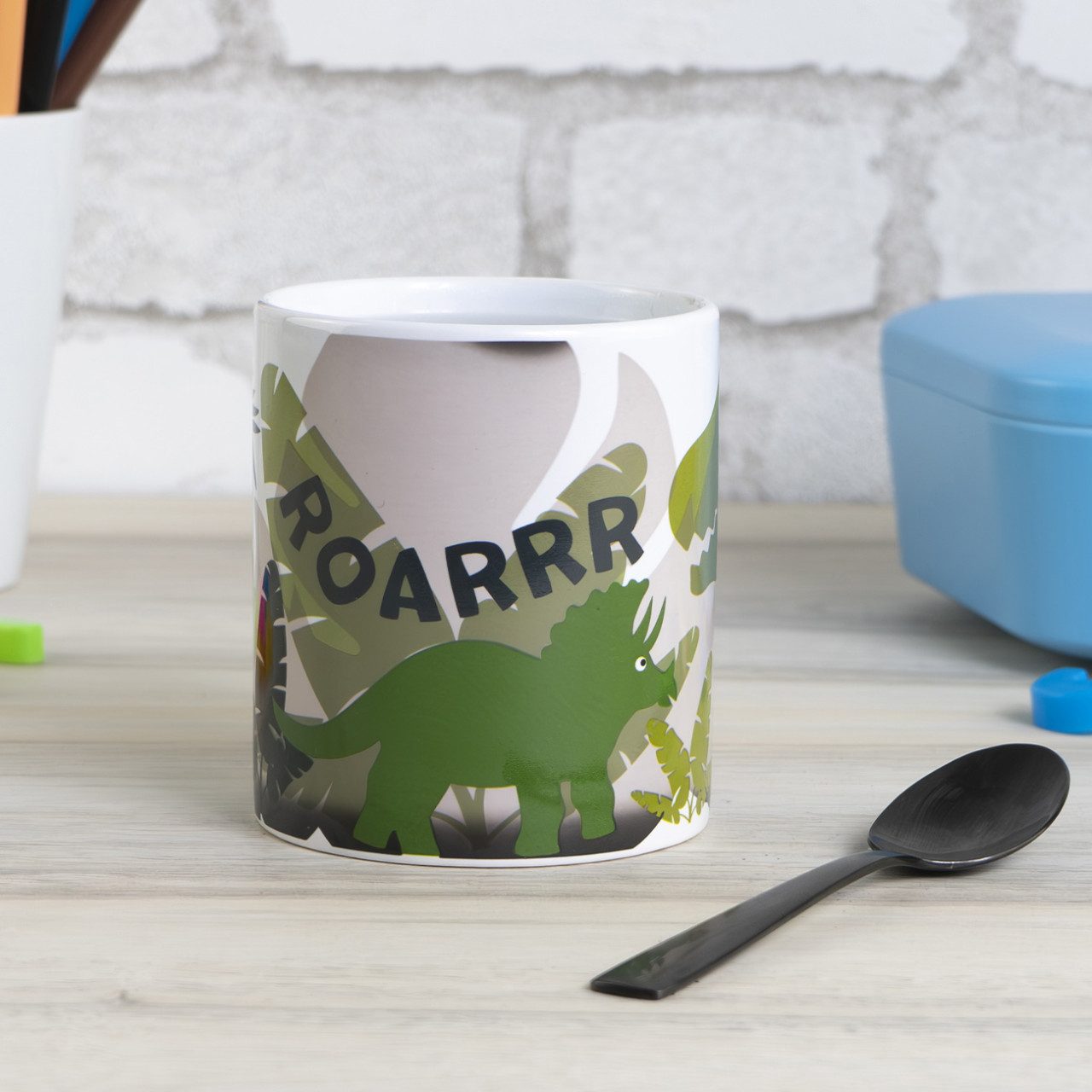 Geda Labels GmbH Tasse Farbwechsel Dinos, 1-tlg., Keramik, Grün, 250ml, mit Thermoeffekt