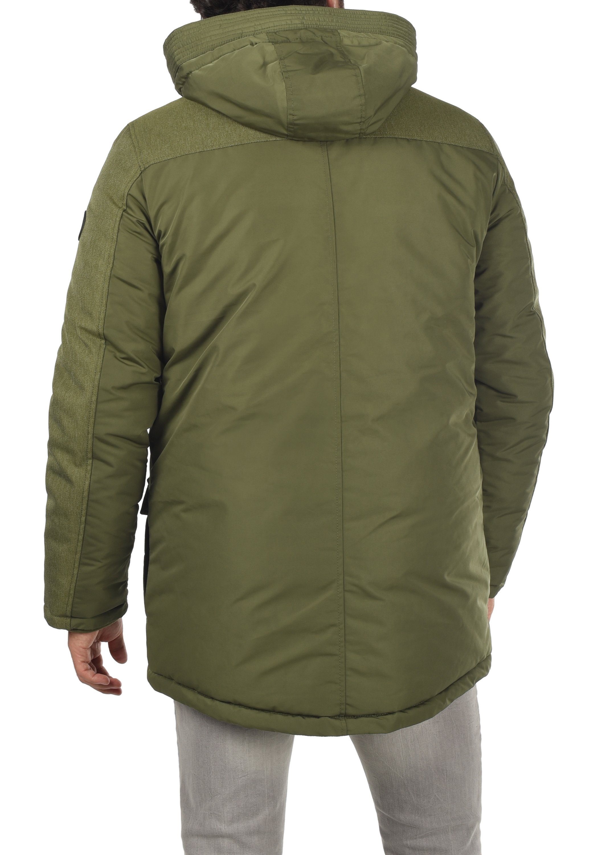 SDInko (190512) Winterparka mit Green !Solid Ivy Kragen Parka hochabschließendem