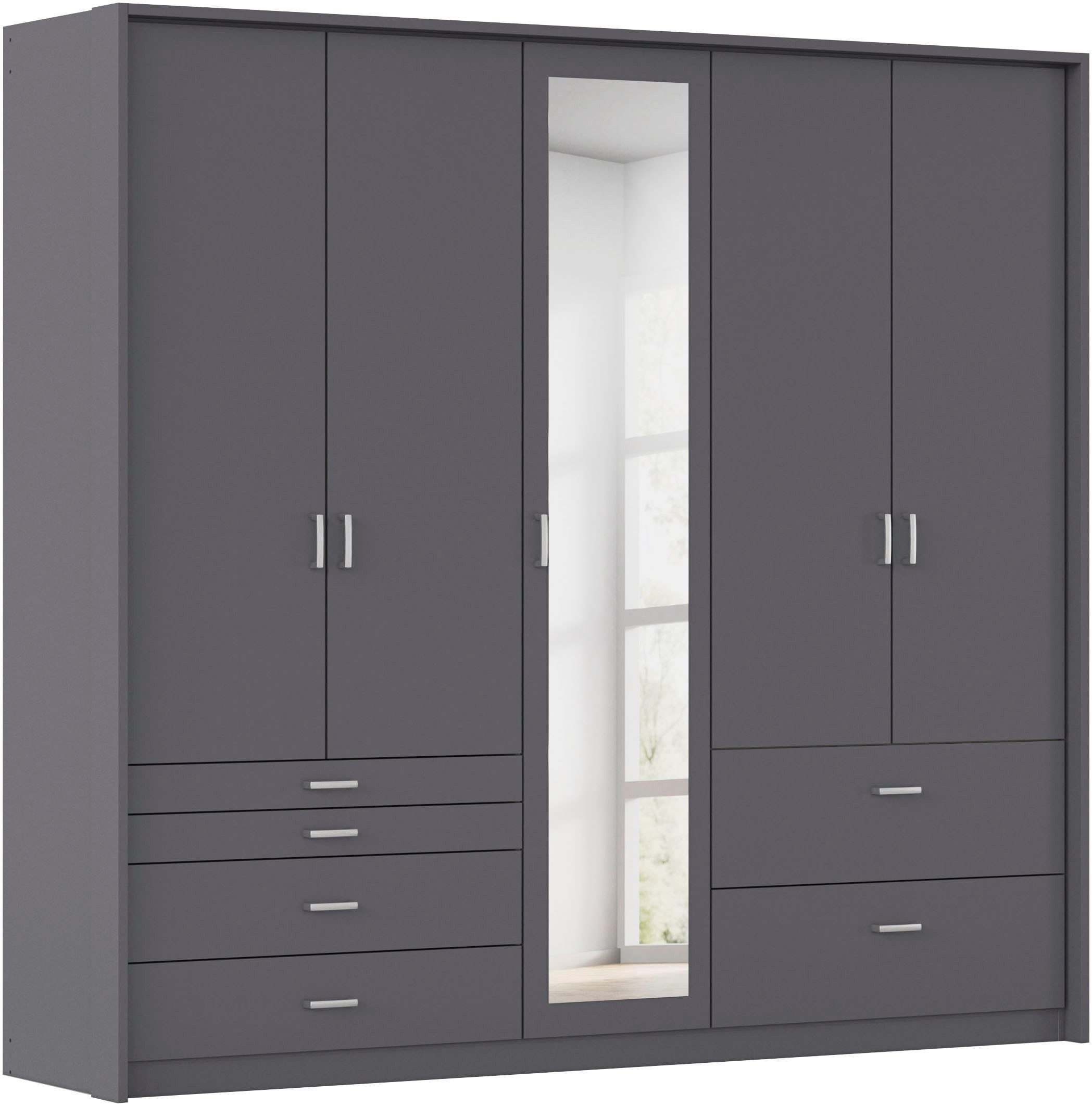 rauch Drehtürenschrank Kleiderschrank Schrank Garderobe Wäscheschrank WILDBERG (Breiten 230/275 cm, Höhen 212/231 cm) mit 6 Schubladen, obere Schublade mit Holz-Einteilung MADE IN GERMANY